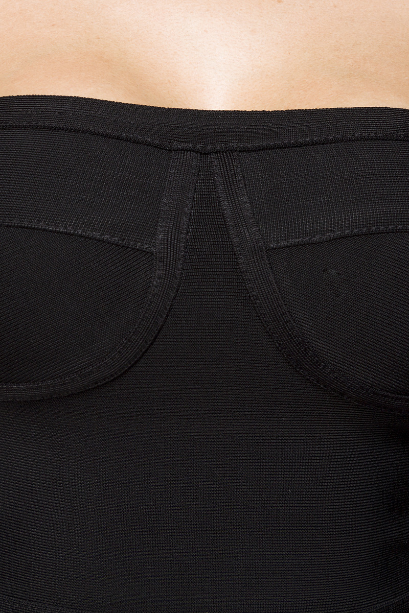 Schulterfreies Mieder-Kleid in schwarz