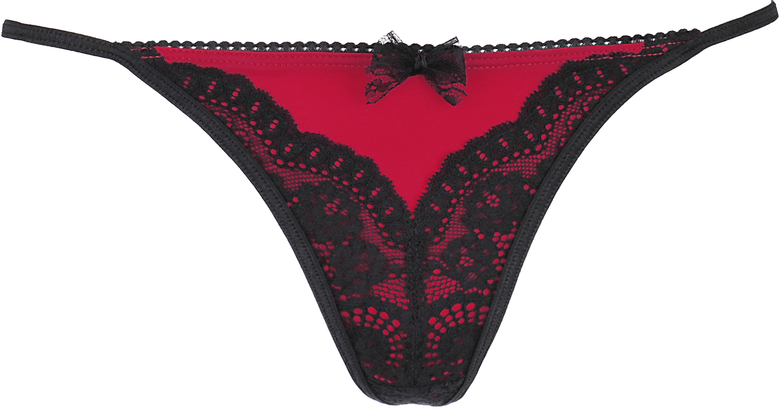 Rot-schwarzer String mit Spitze