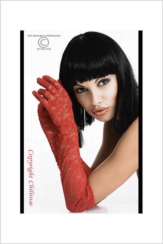 Spitzen-Handschuhe rot