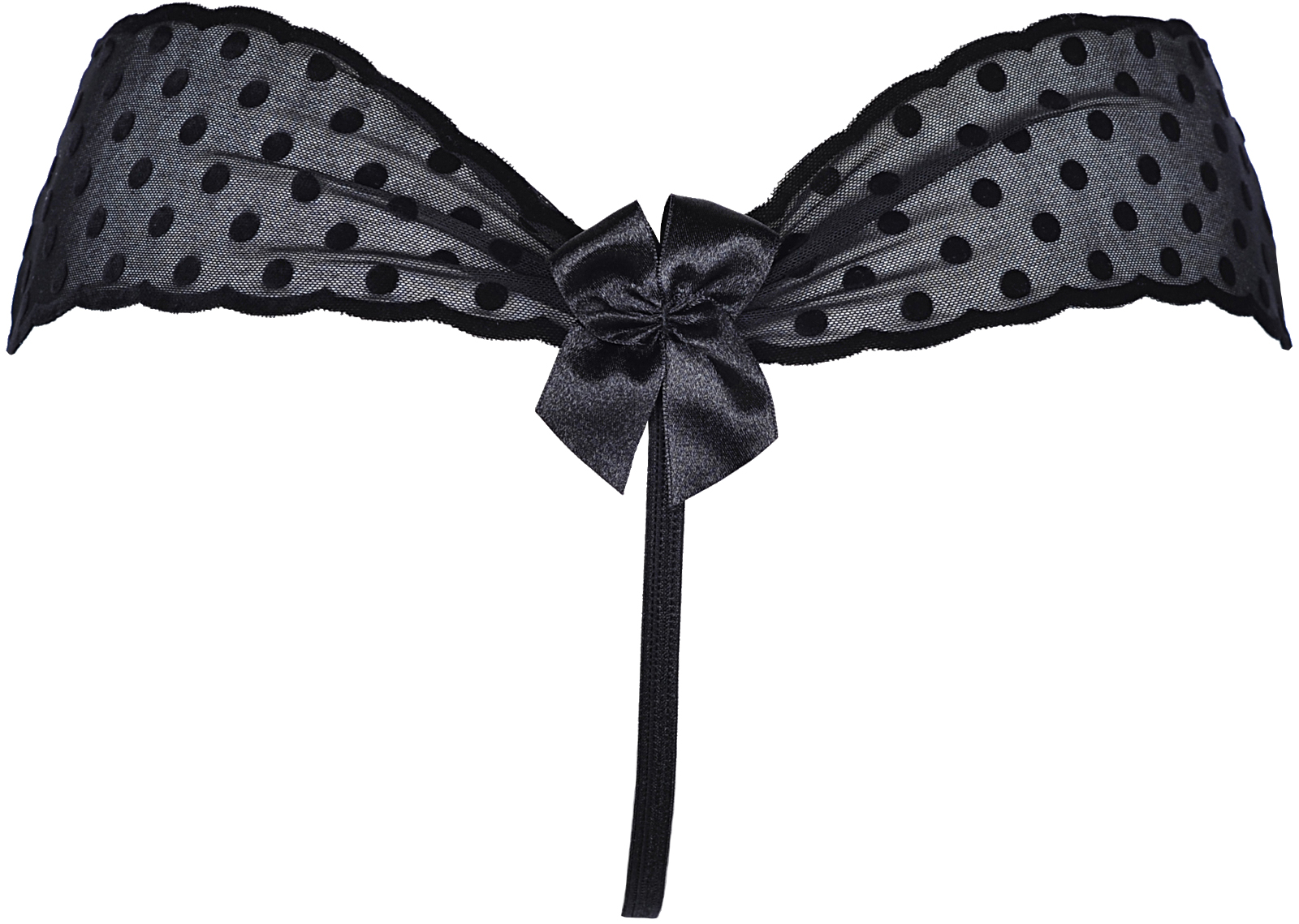 Gepunkteter String schwarz-beige