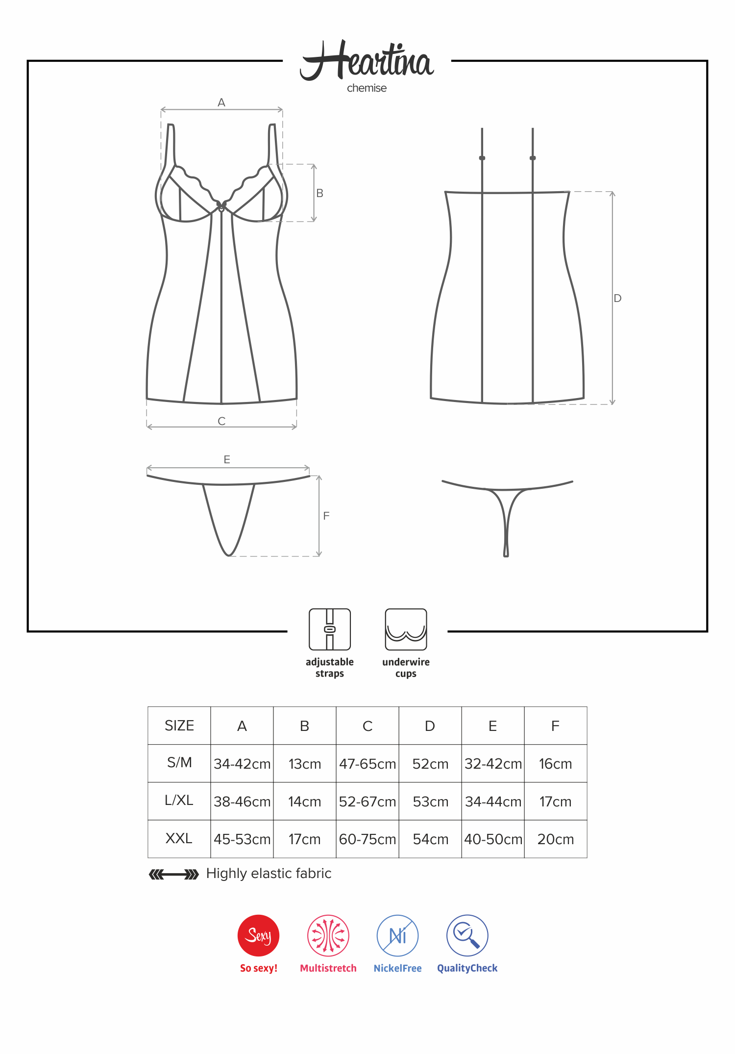 Negligee Heartina in schwarz