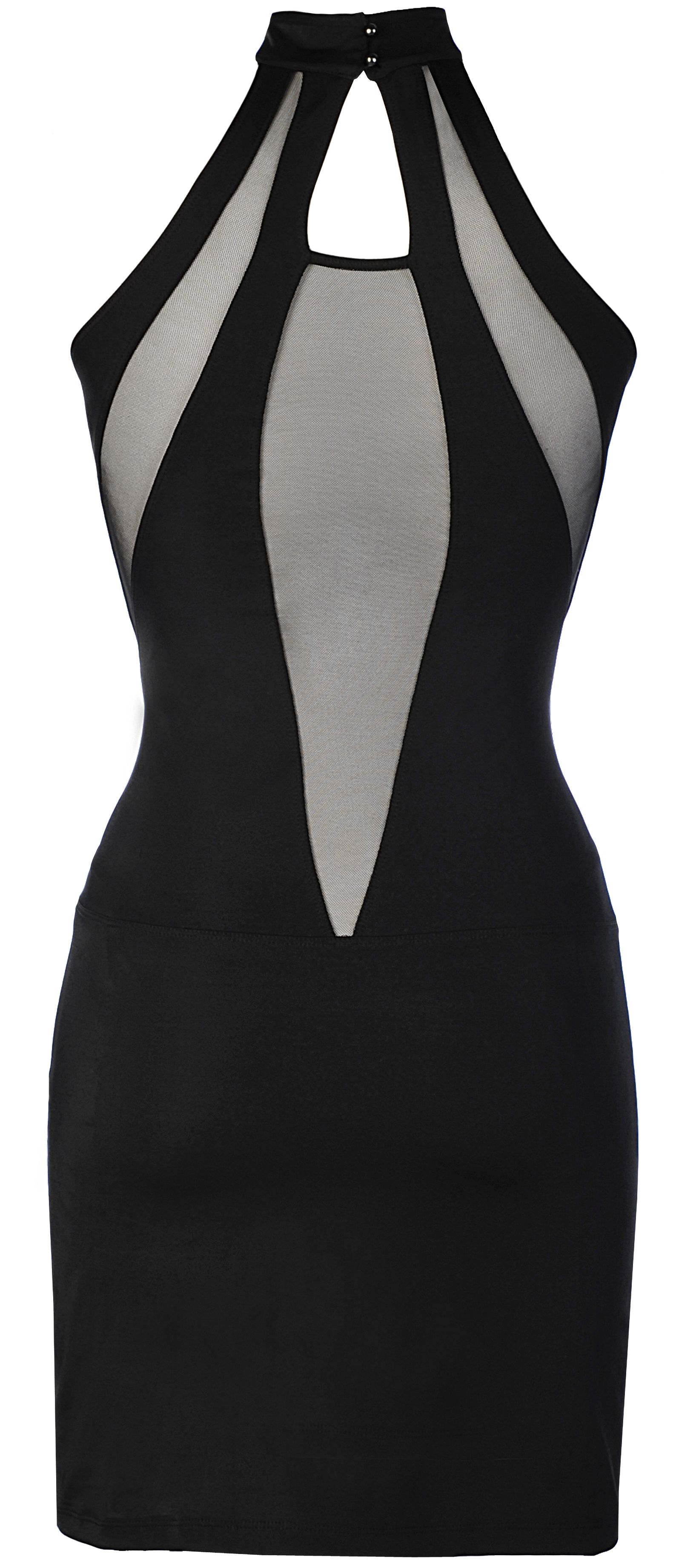 Ärmelloses Tüllkleid in schwarz