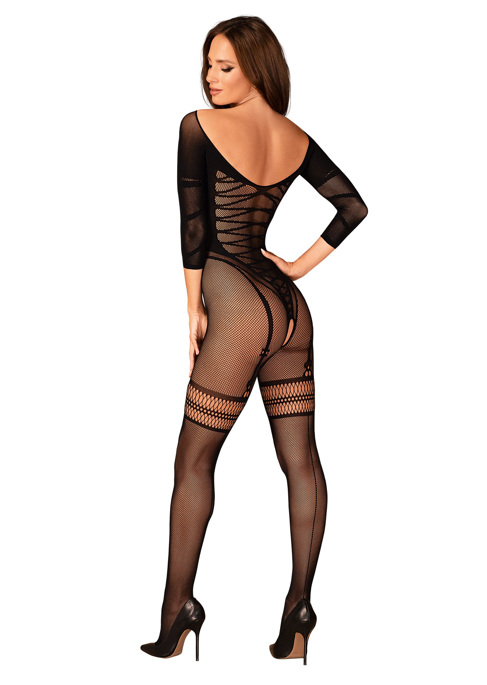 Ouvert-Catsuit mit Strapsmuster