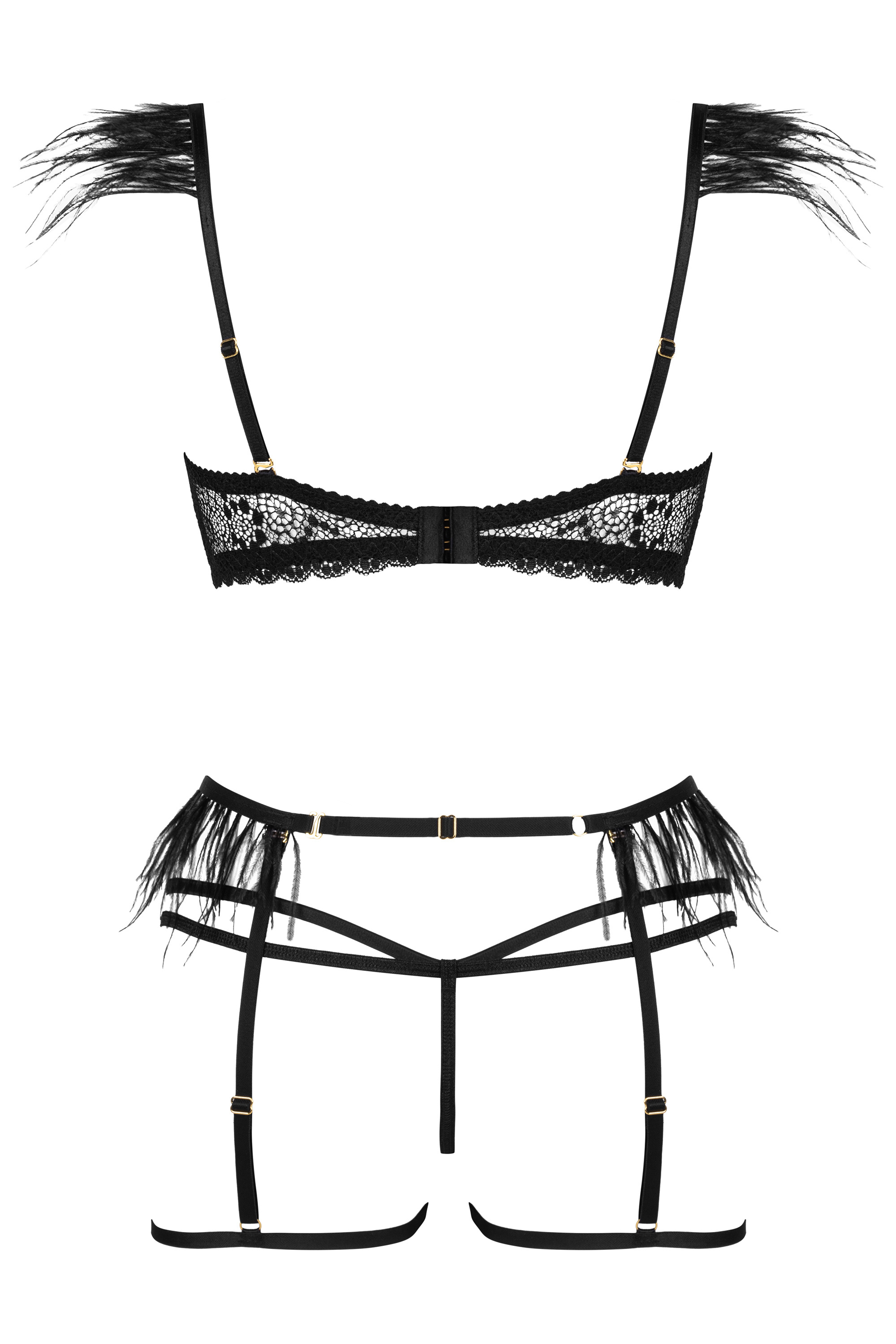 Dessous-Set Crystal mit goldenen Ketten