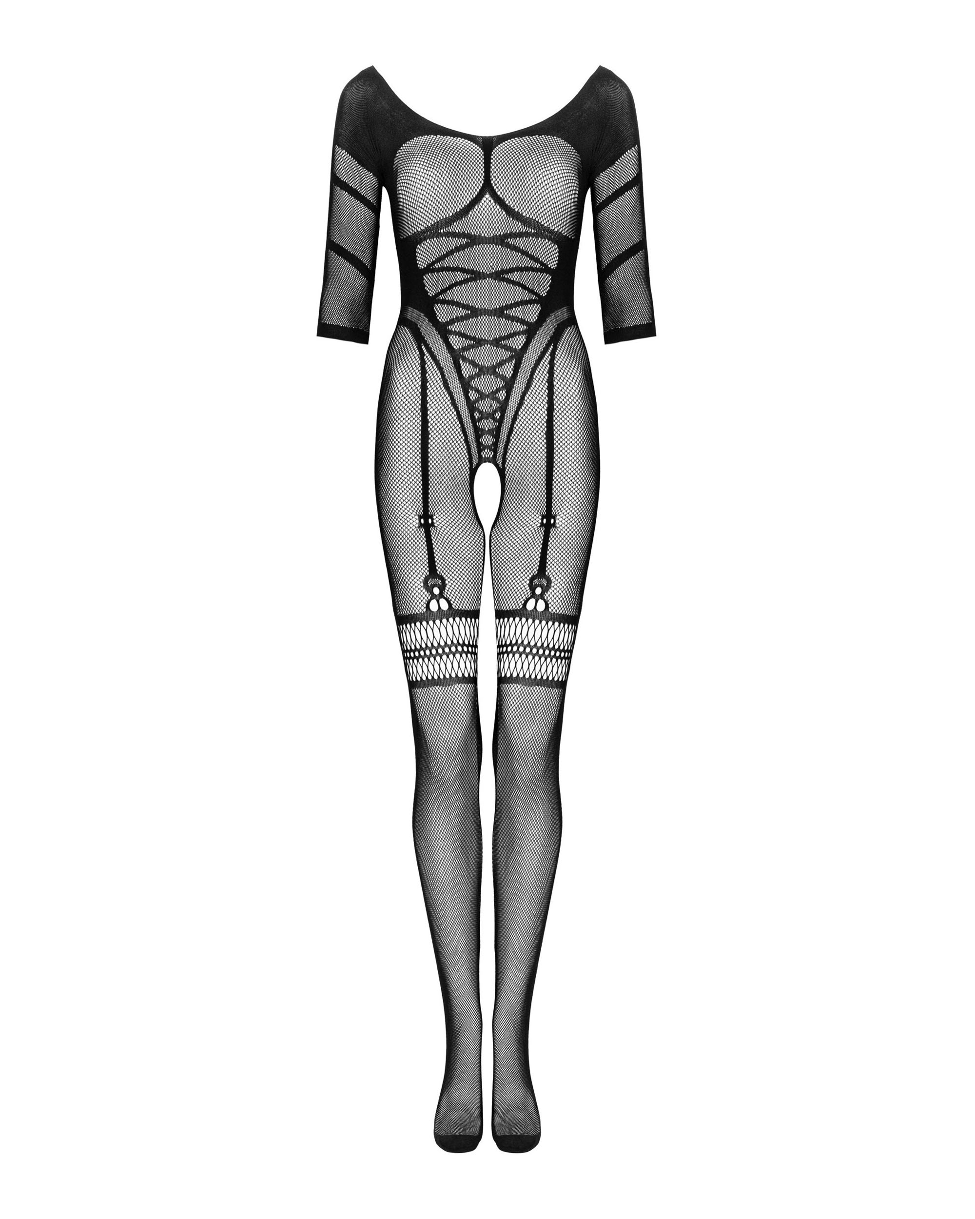 Ouvert-Catsuit mit Strapsmuster