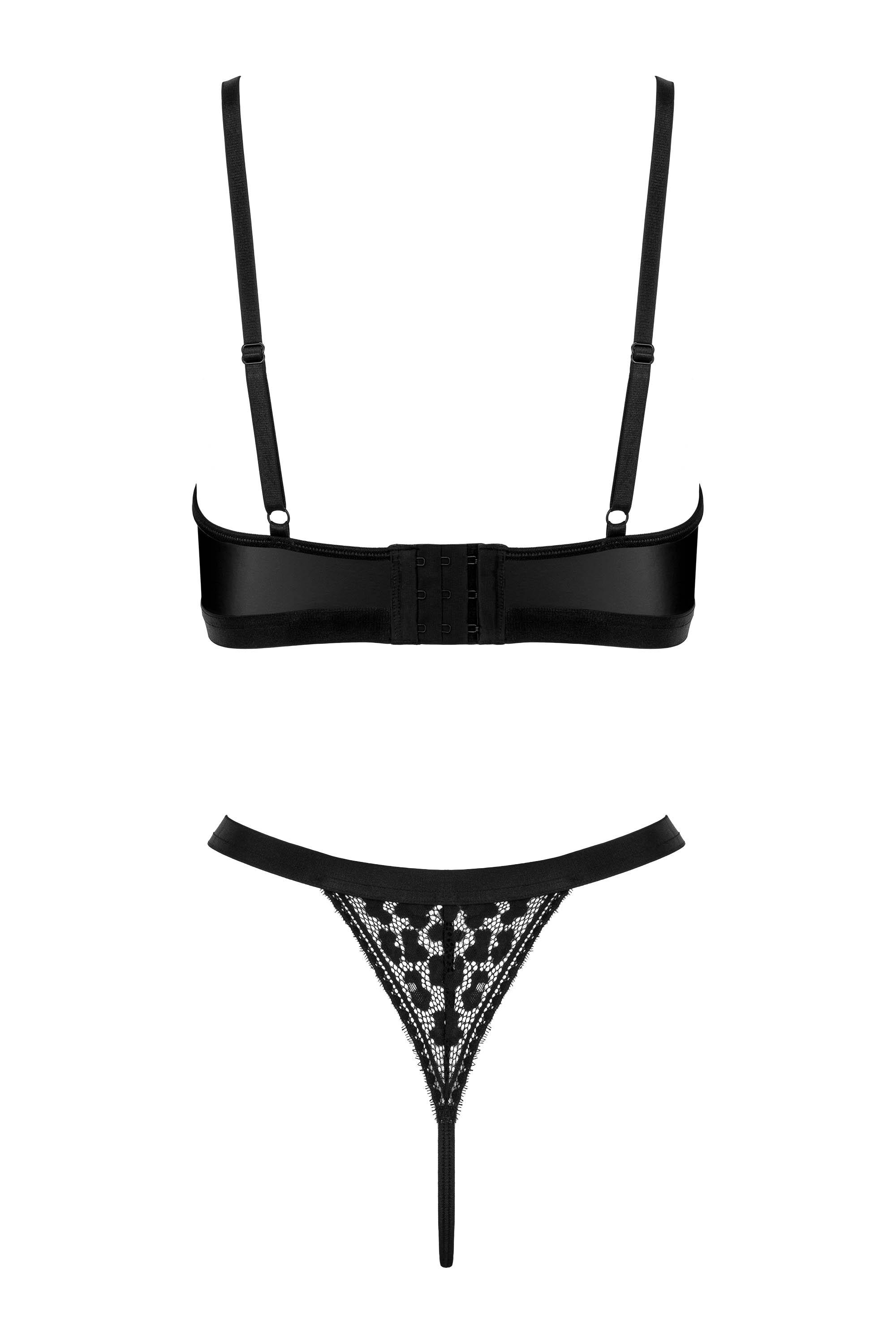 Wetlook-Bustier mit String