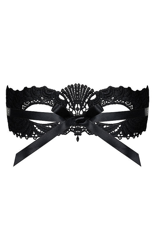 Schwarze Maske mit Guipure-Spitze