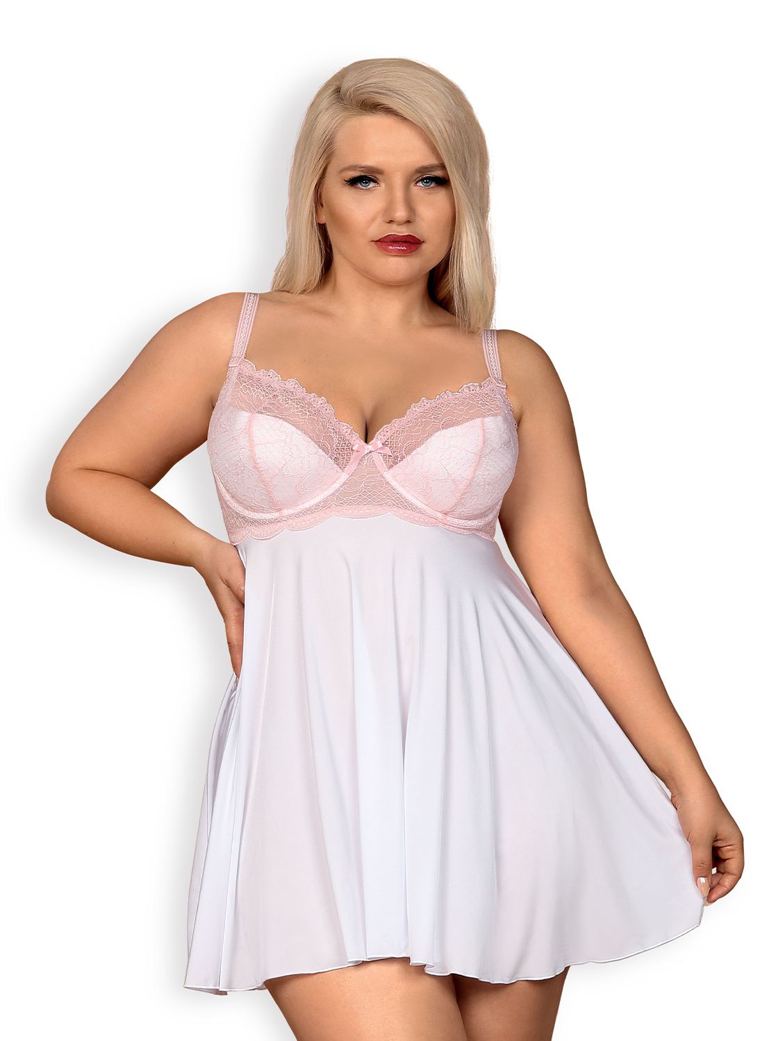 Babydoll Liane weiß-rosa
