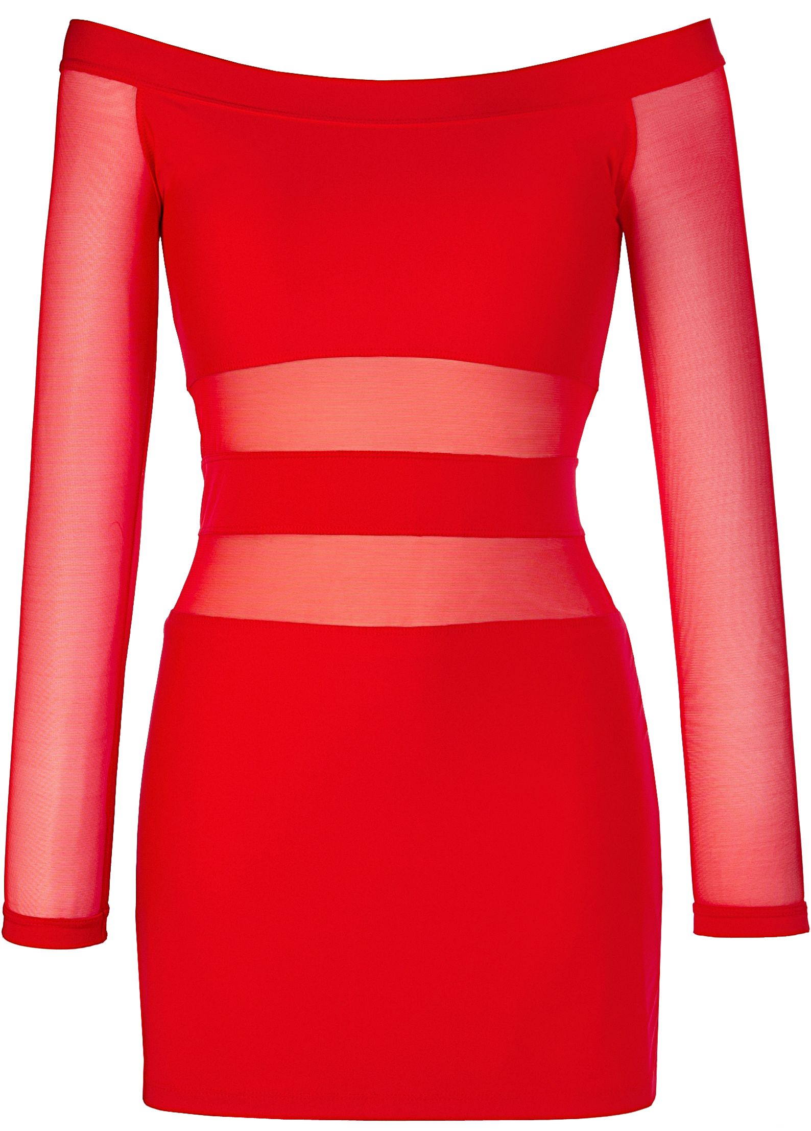 Langarm-Tüllkleid in rot