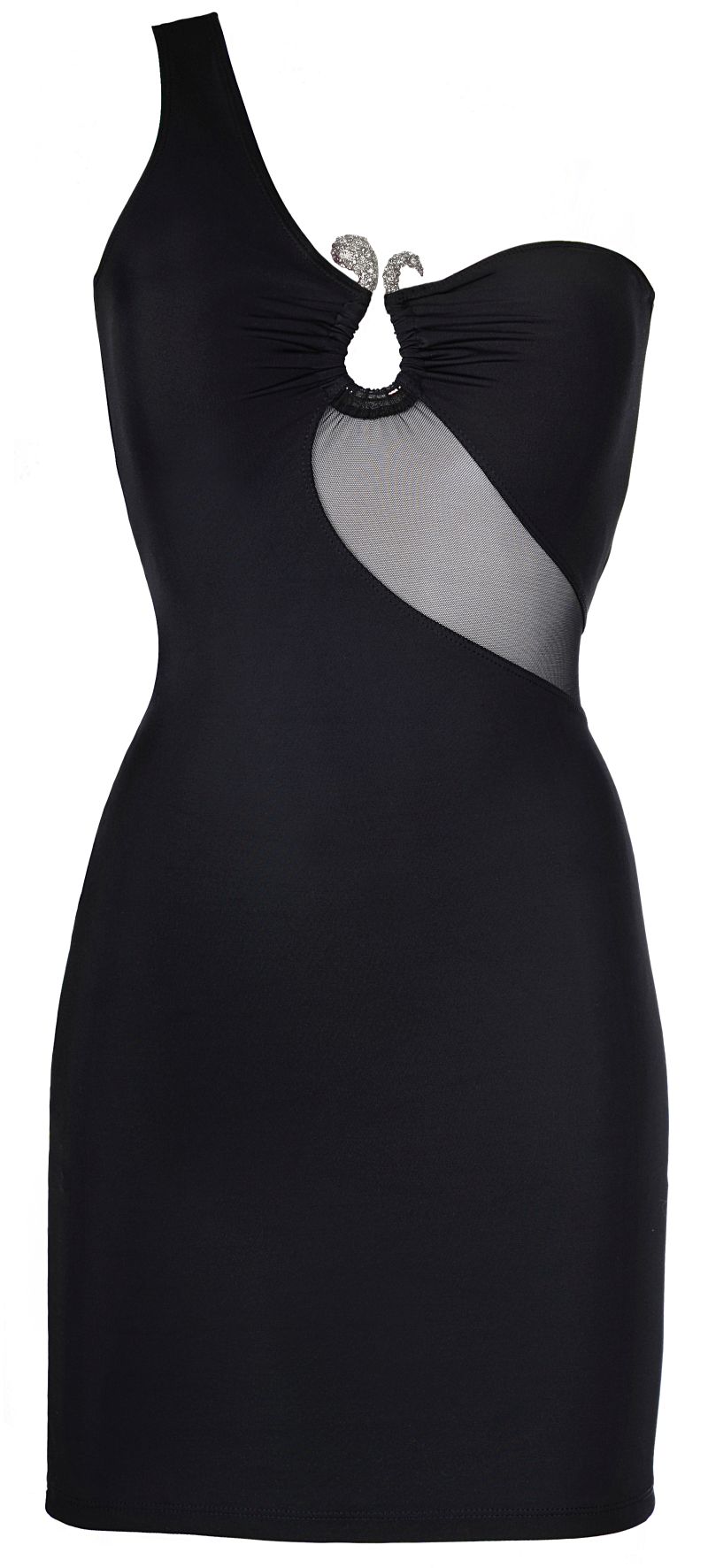 Schwarzes Abendkleid mit Schmuck