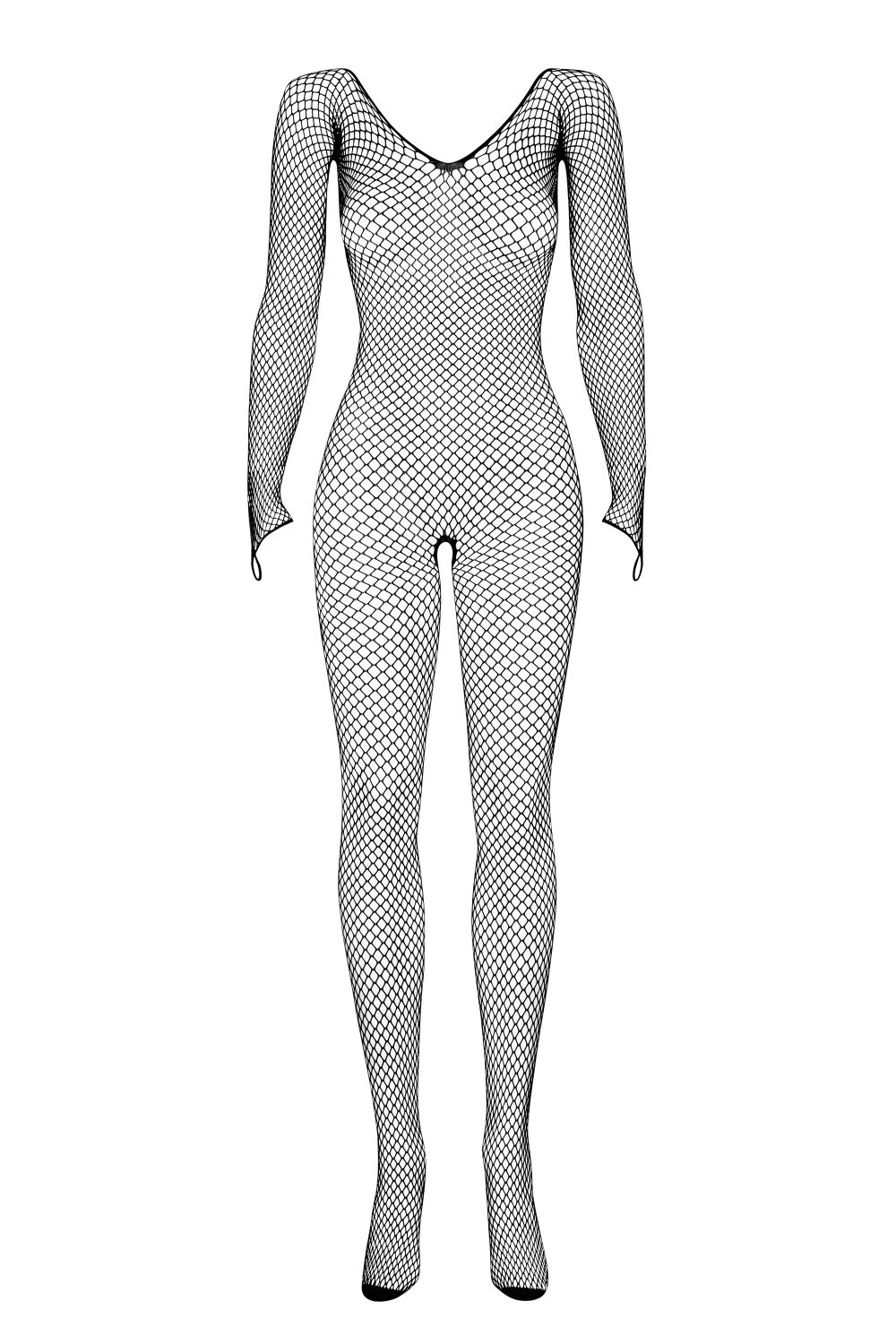 Schwarzer Netz-Catsuit