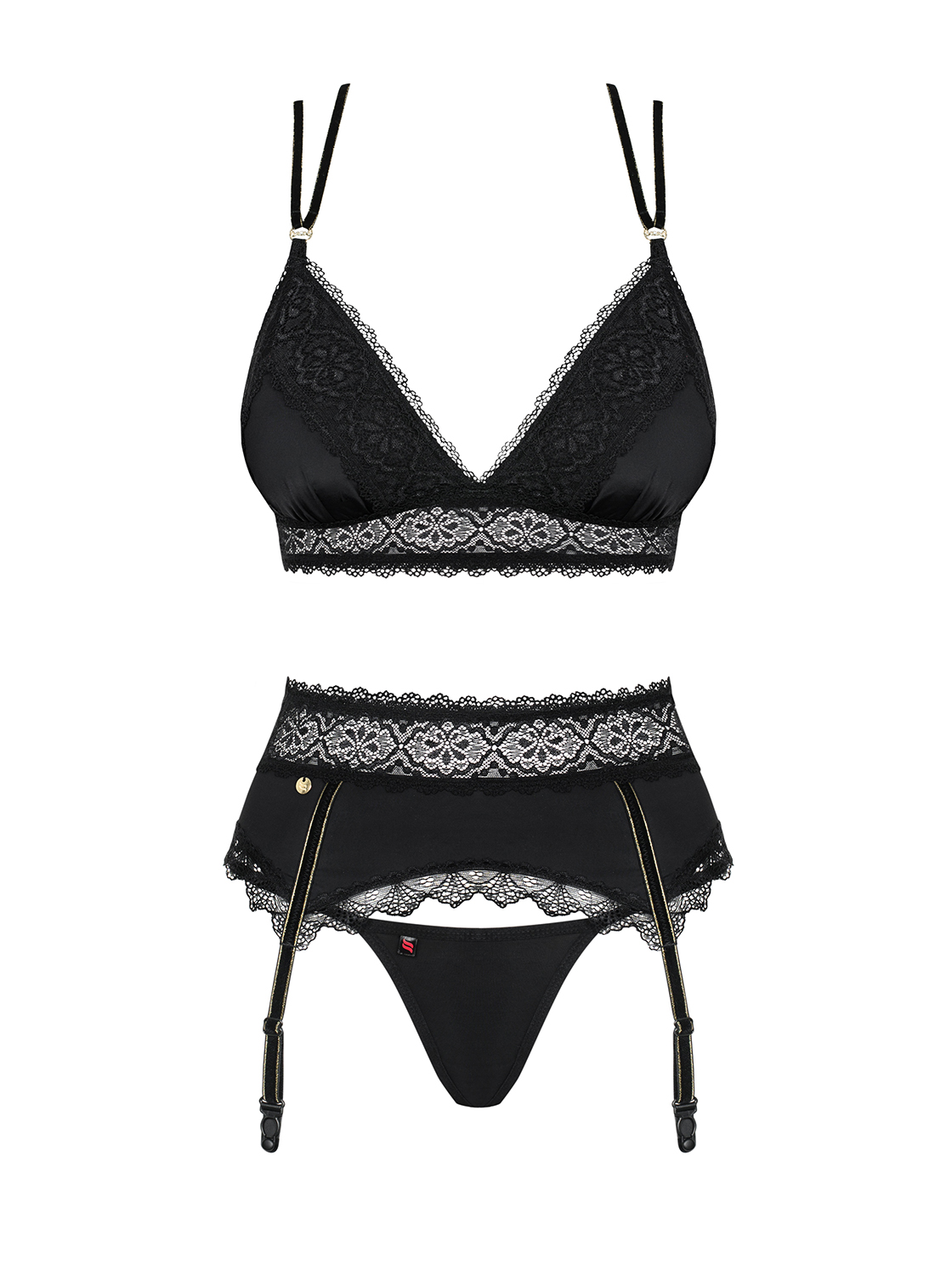 Schwarz-goldenes Straps-Set Elianne