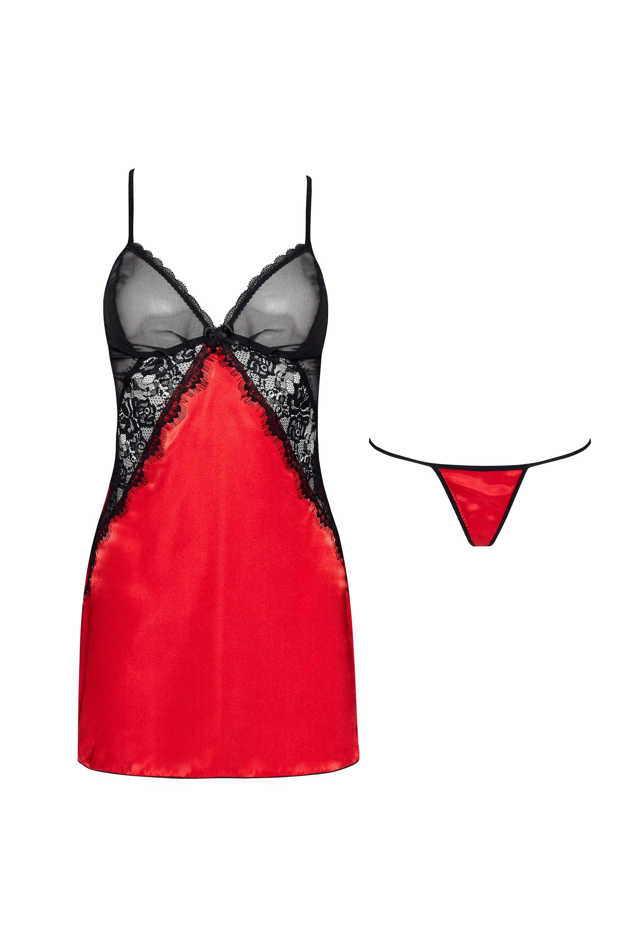 Negligee Marinela in rot-schwarz
