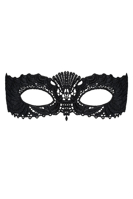 Schwarze Maske mit Guipure-Spitze