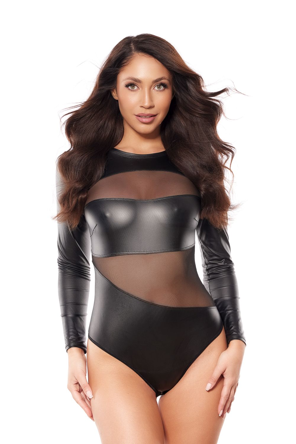 Langarm-Body im Latexlook