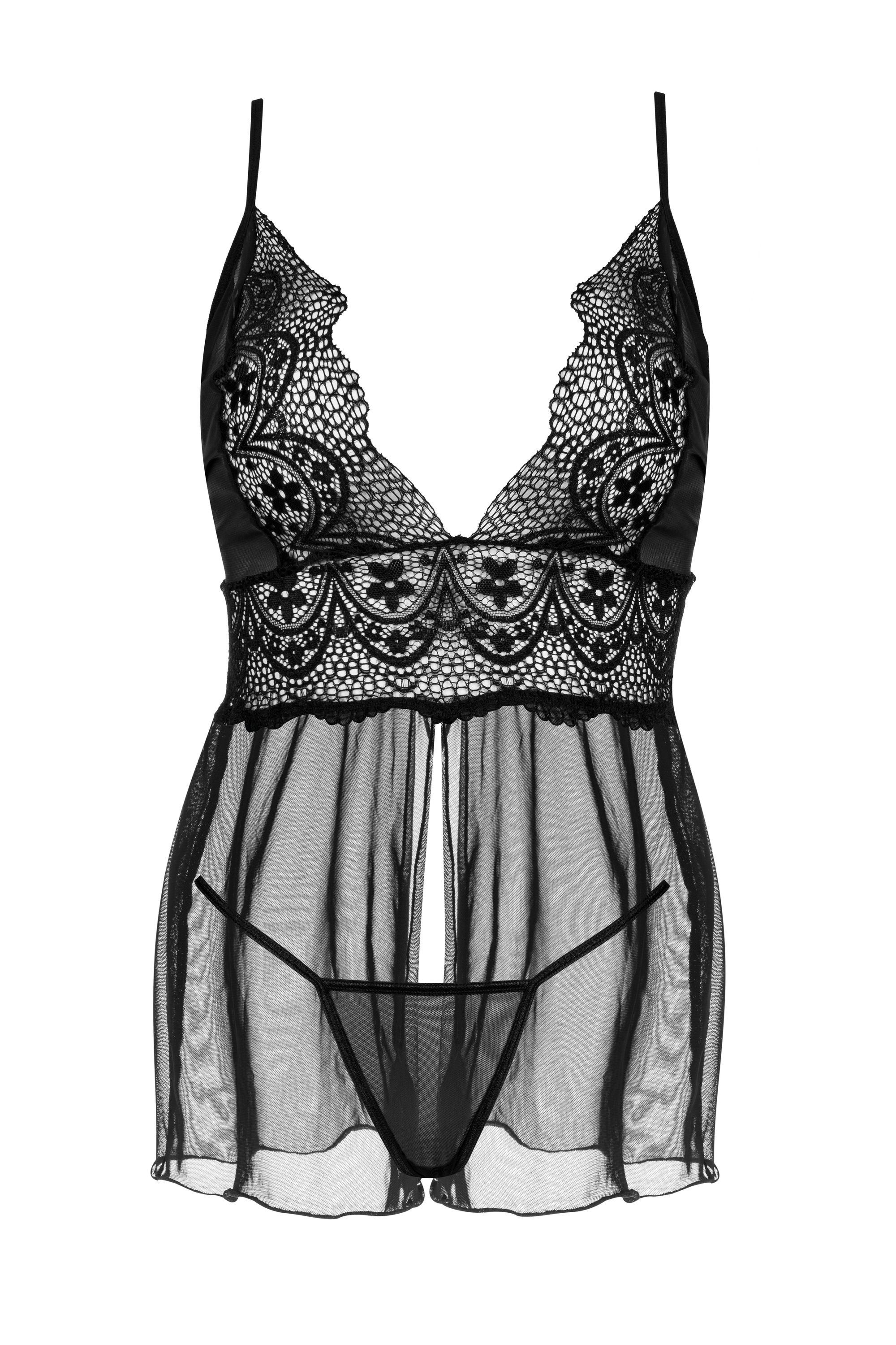 BN Secret Veil babydoll & thong black