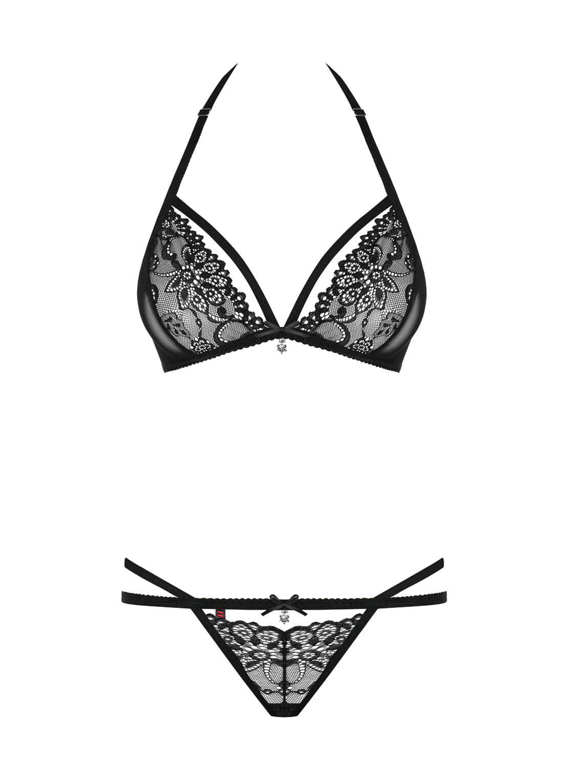 Schwarzes BH-Set Emeline mit Schmuck