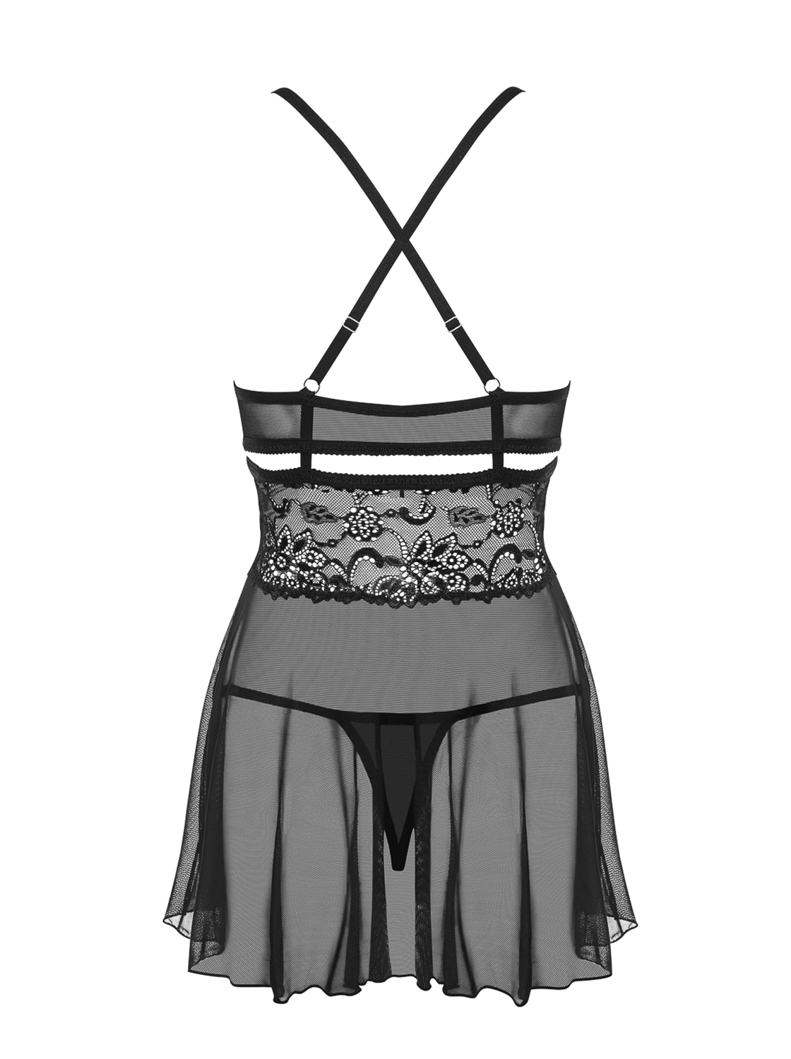 Schwarzes Babydoll Emeline mit Schmuck