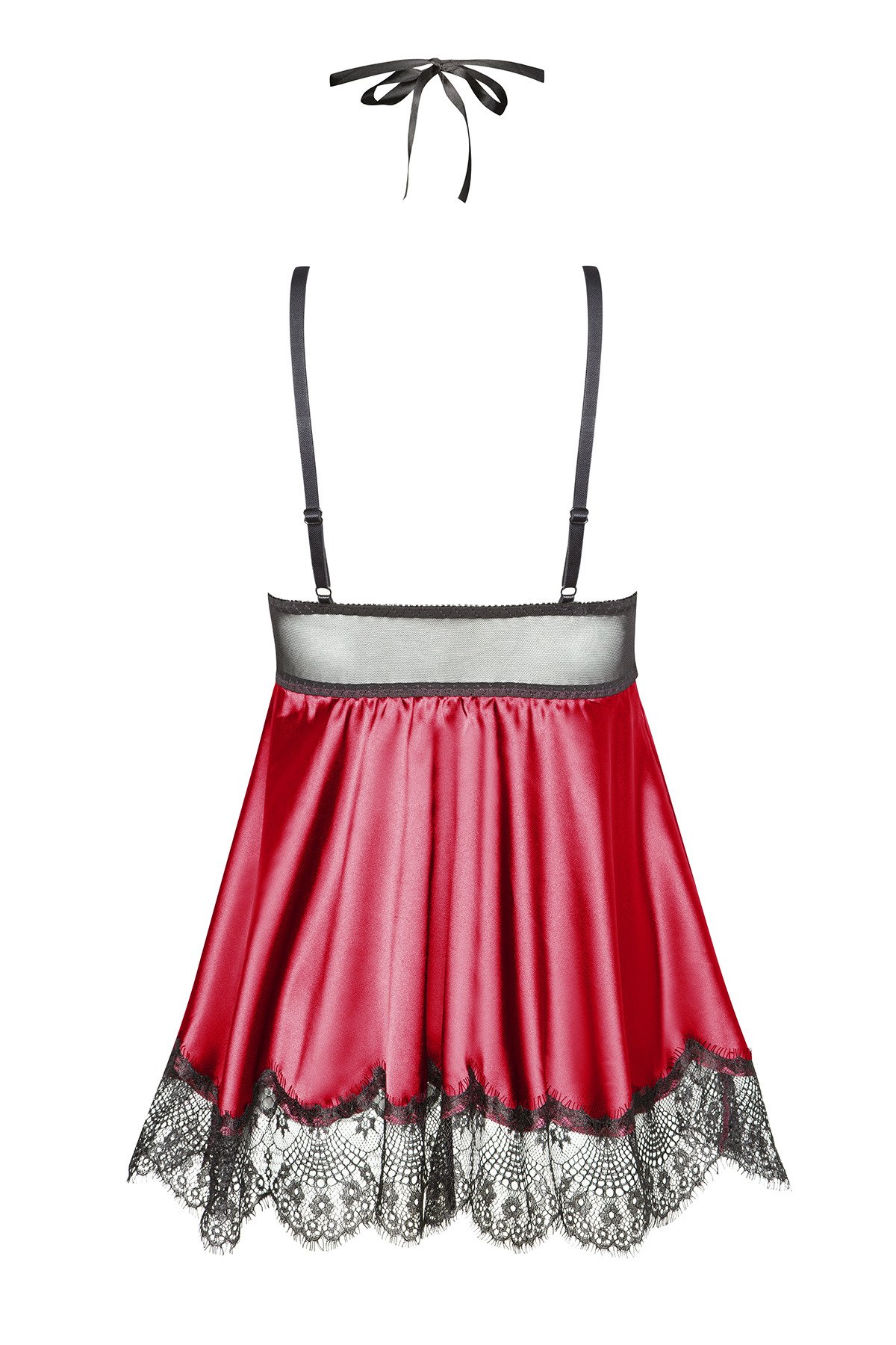 Rot-Schwarzes Babydoll Eve mit Augenmaske