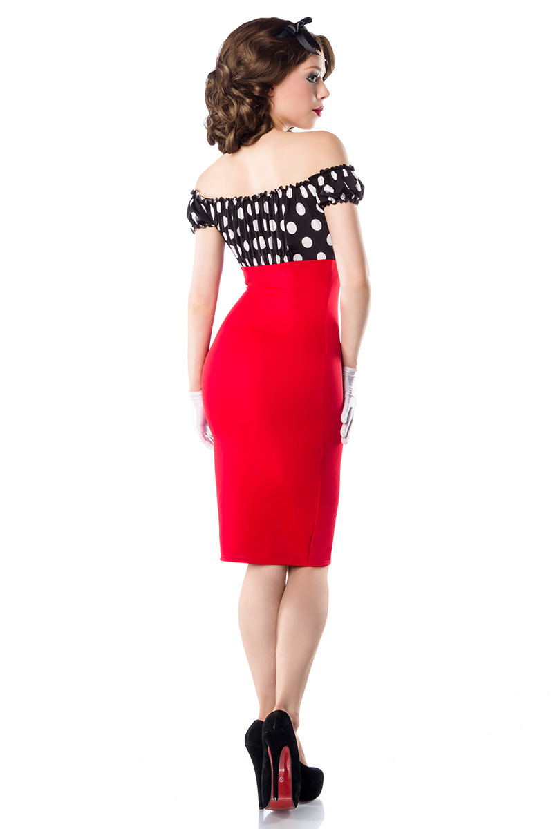 Gepunktetes Pencil-Kleid in rot