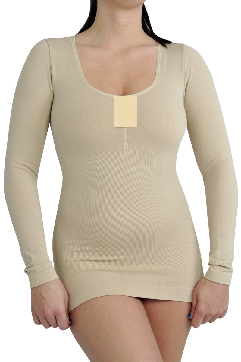 Langarm Miederhemd beige