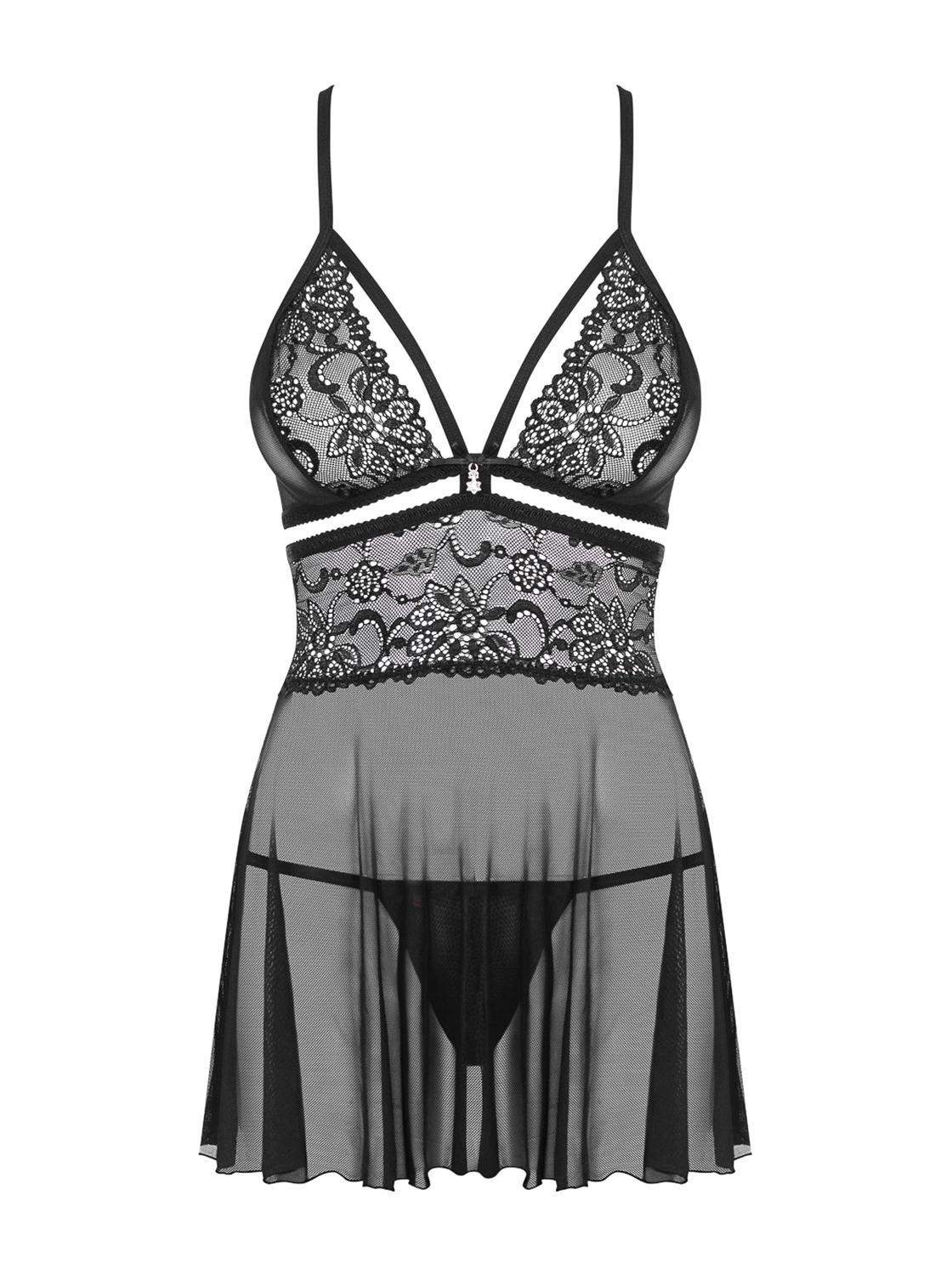 Schwarzes Babydoll Emeline mit Schmuck