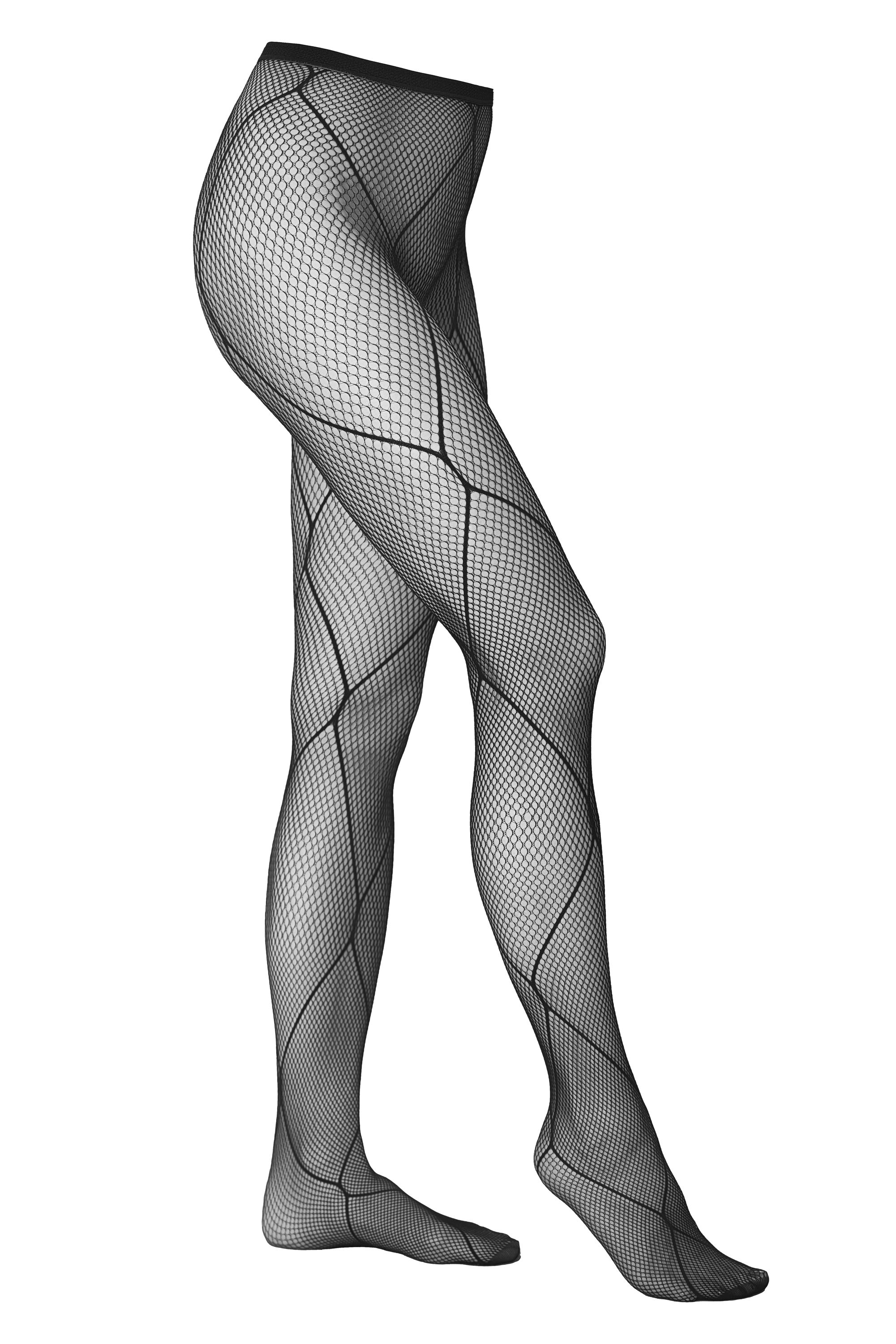 Gestreifte Netzstrumpfhose