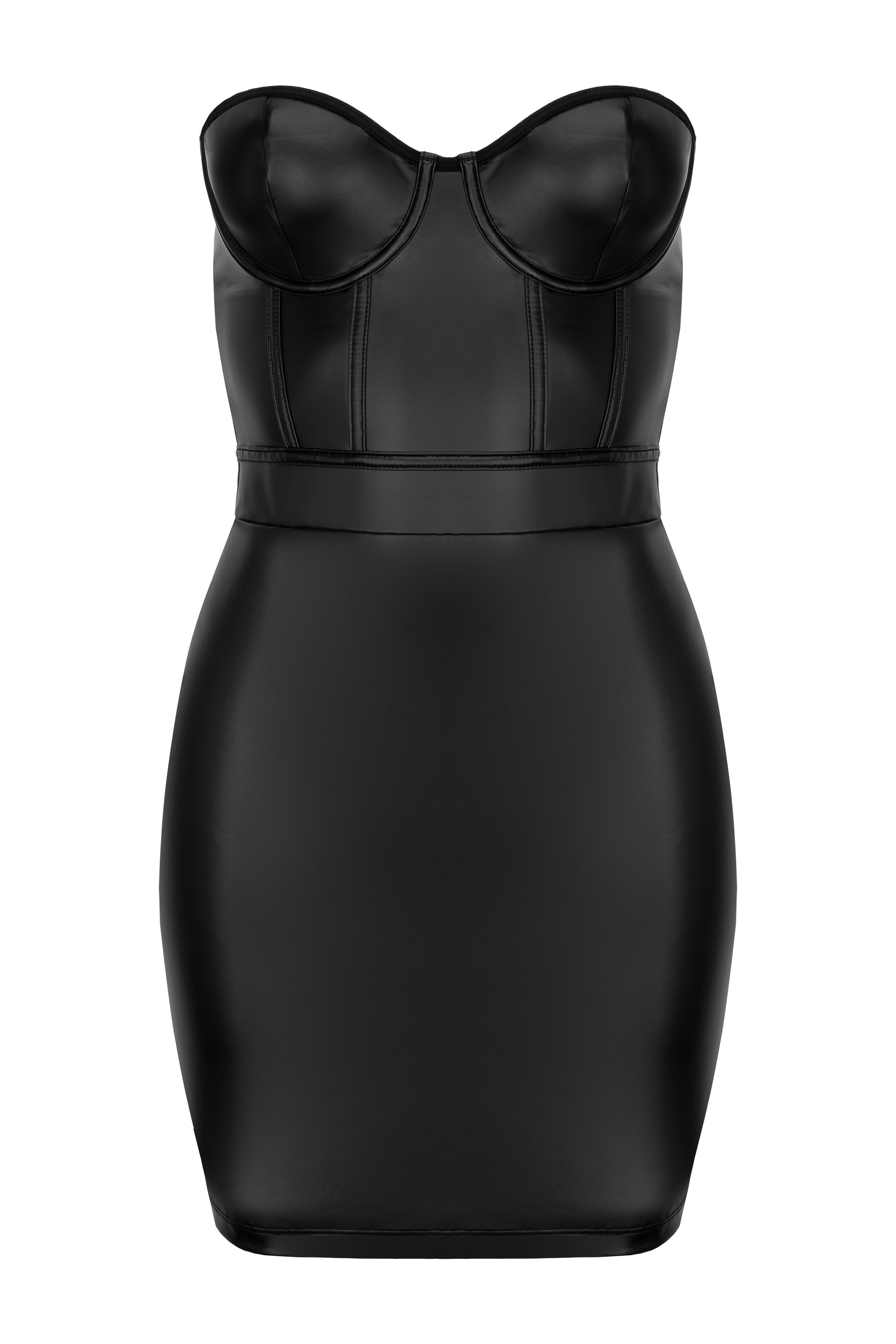 Trägerloses Wetlook-Kleid Blackelia
