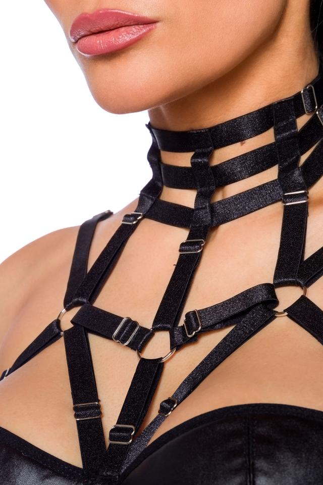 Harness-Set mit Crop-Top und Minirock