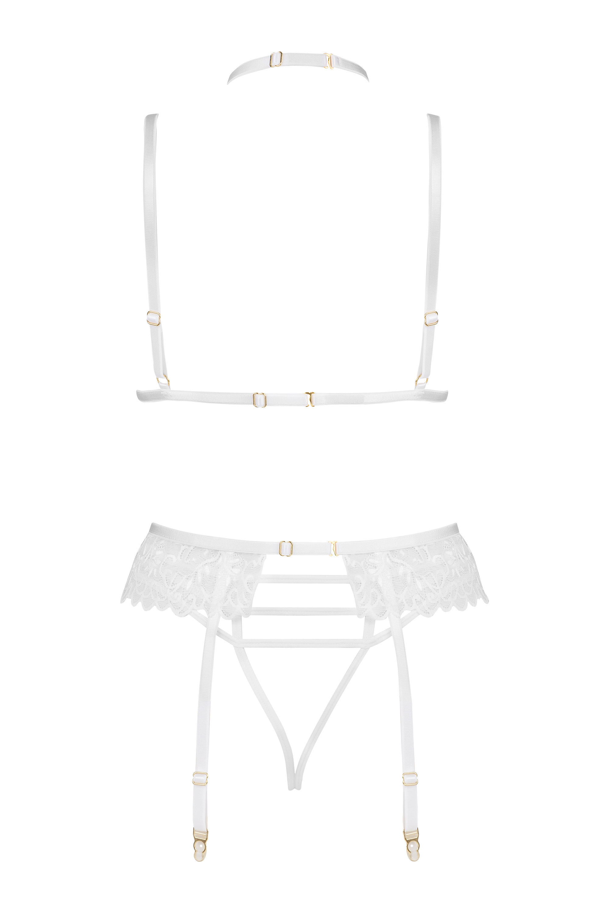 Weißes Ouvert-Set Noemi mit Strapse