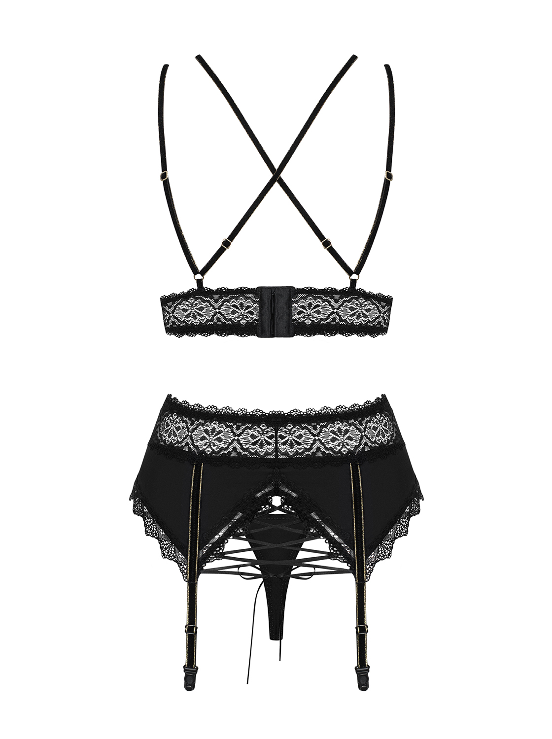 Schwarz-goldenes Straps-Set Elianne