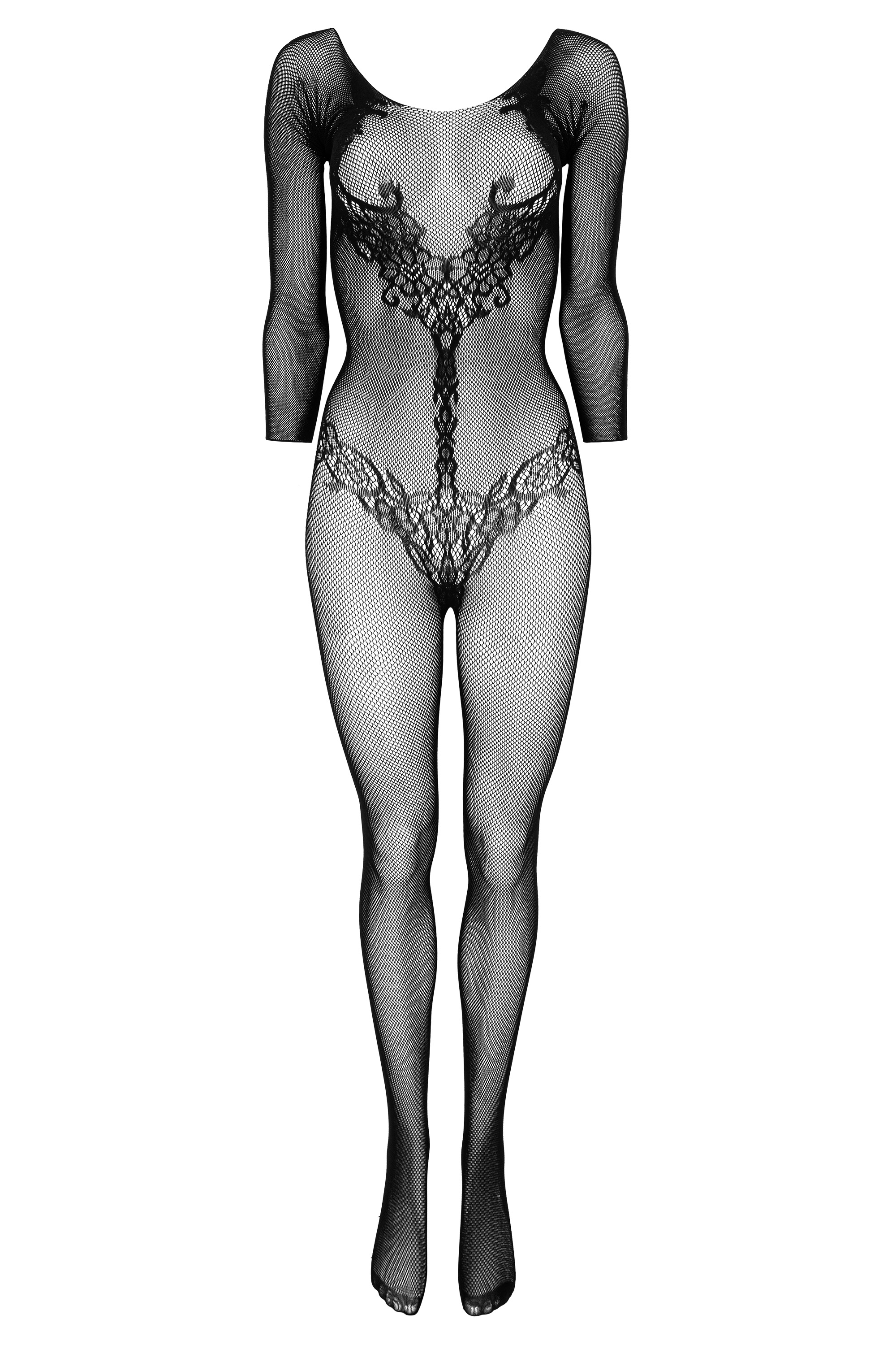 Schwarzer Netz-Bodystocking