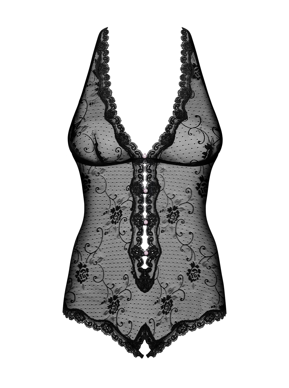 Ouvert-Body Fiorenta mit Perlenschmuck