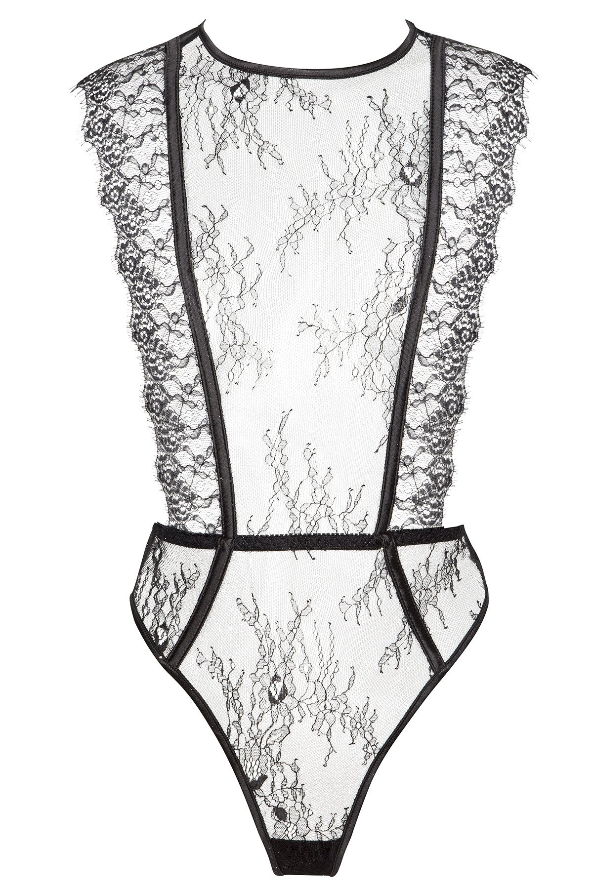 Body Emiliana aus schwarzem Mesh