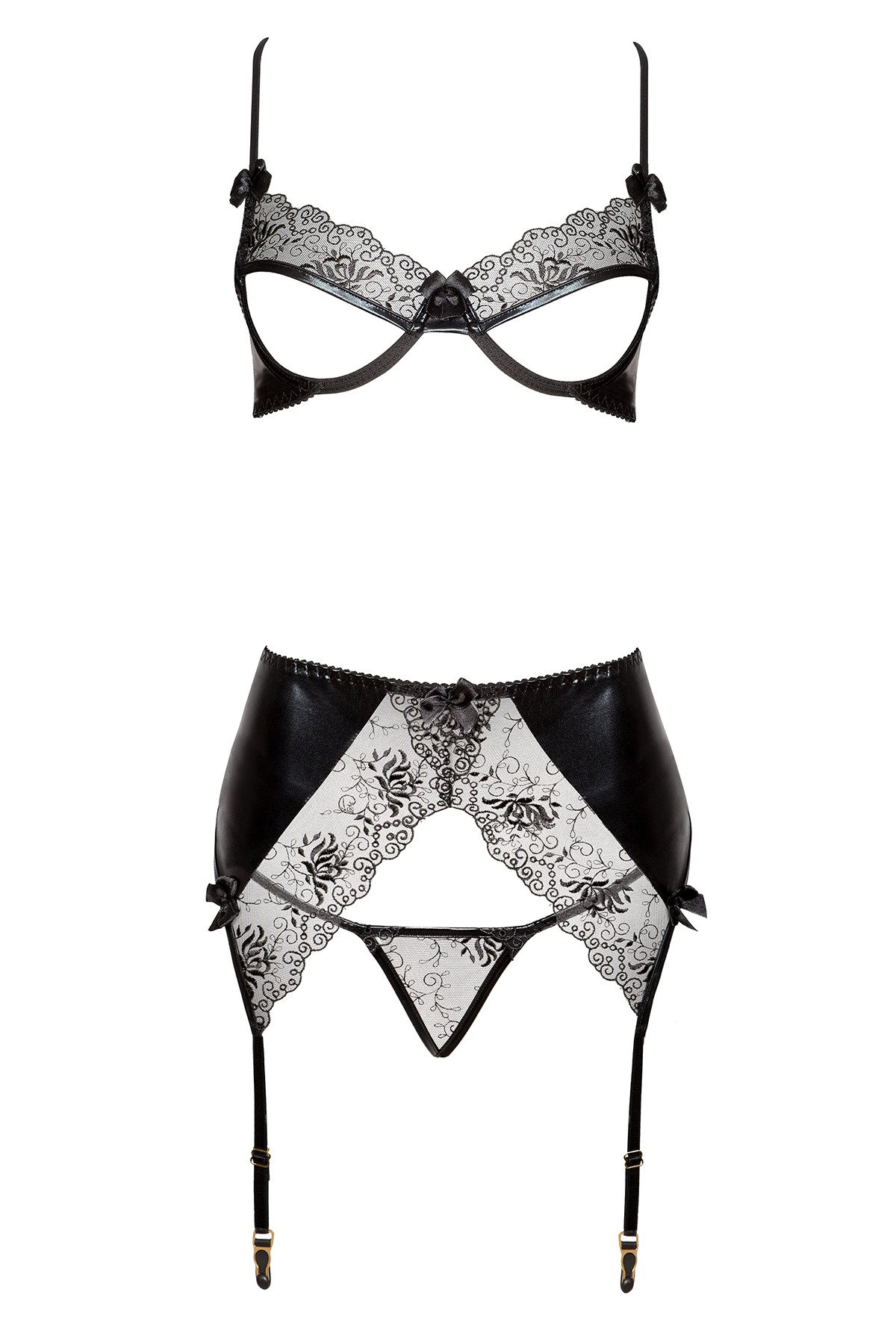 Dessous-Set Narine im Latex-Spitze-Style