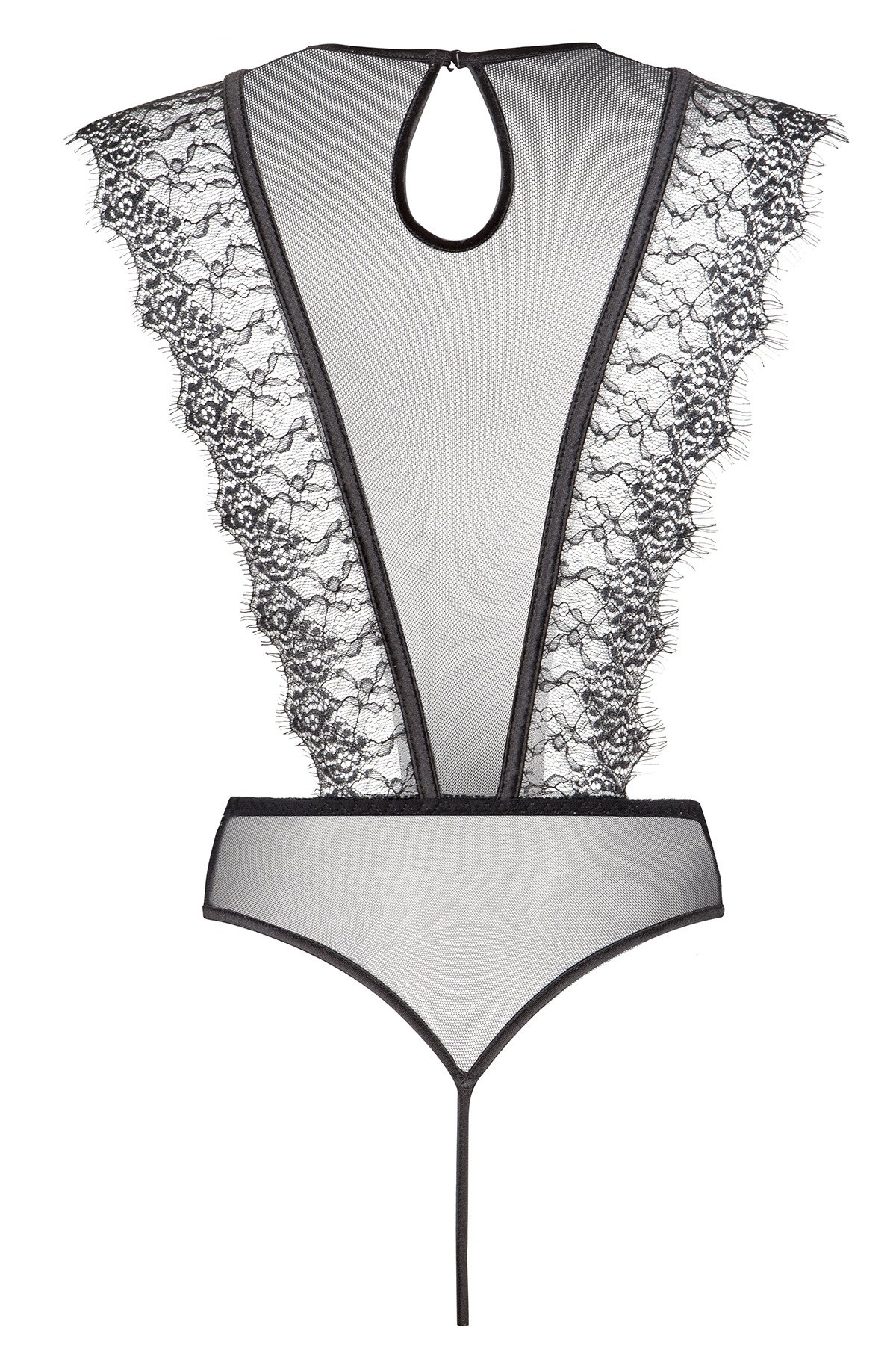 Body Emiliana aus schwarzem Mesh