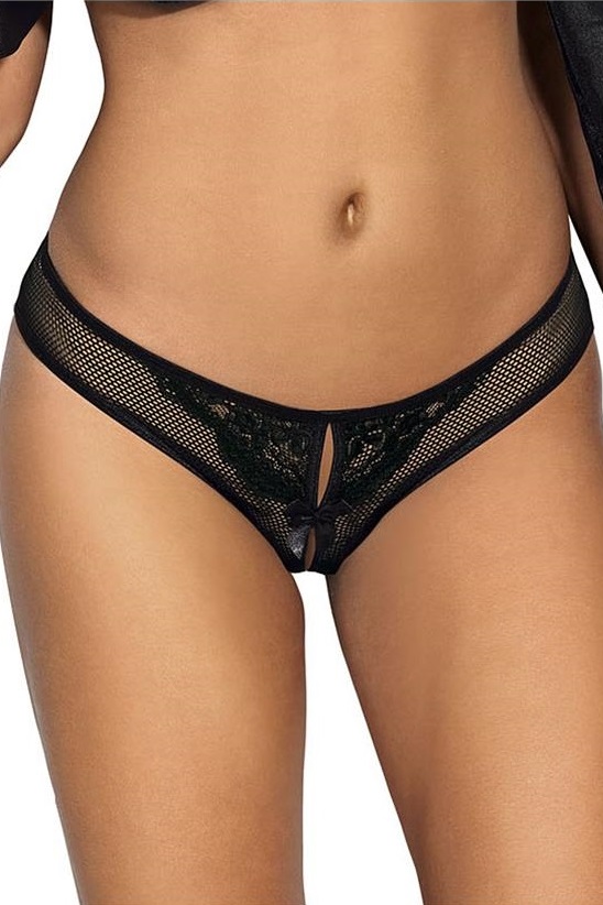 Ouvert-Slip mit Satin-Fesseln