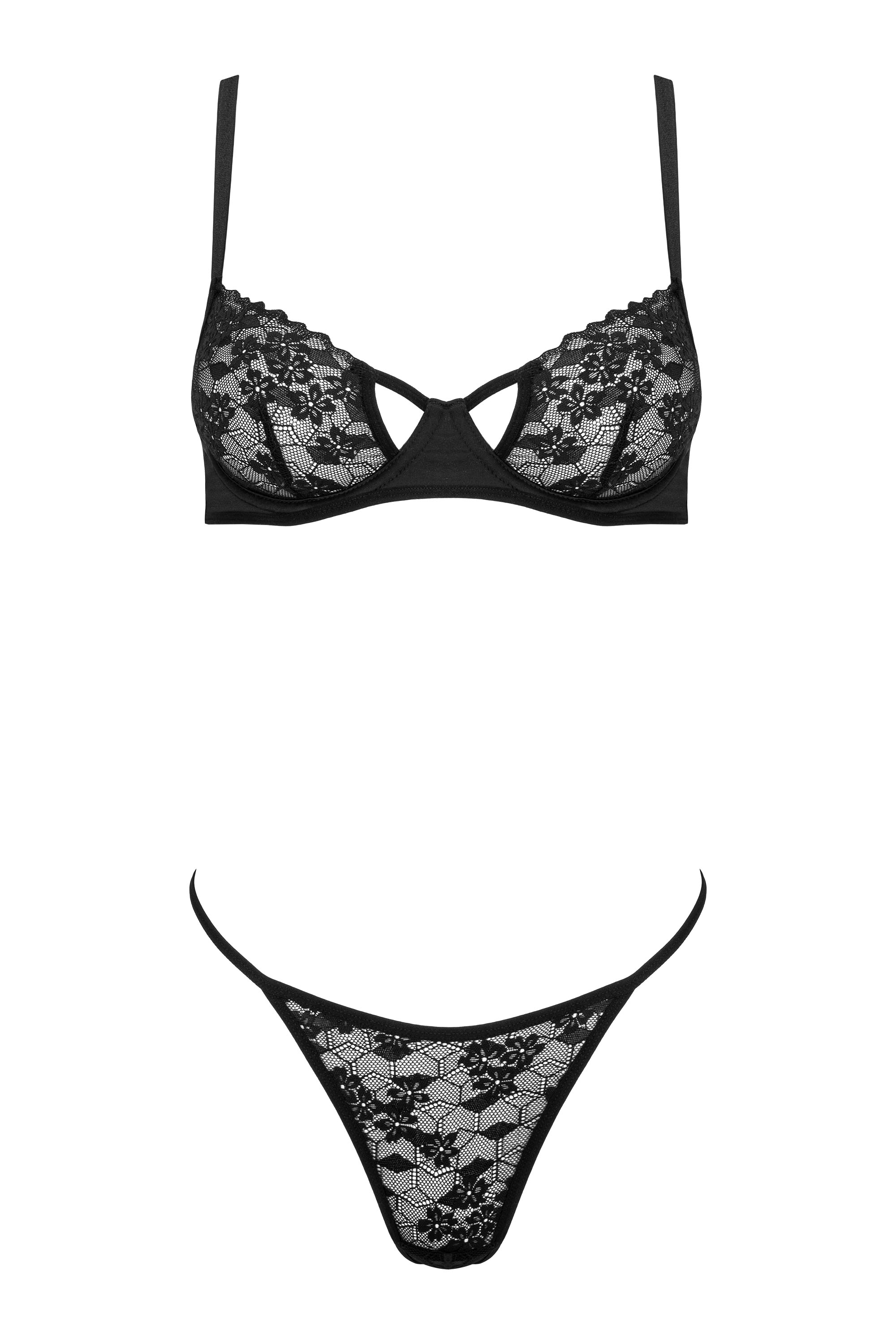 Transparentes BH-Set mit Blumenmotiv