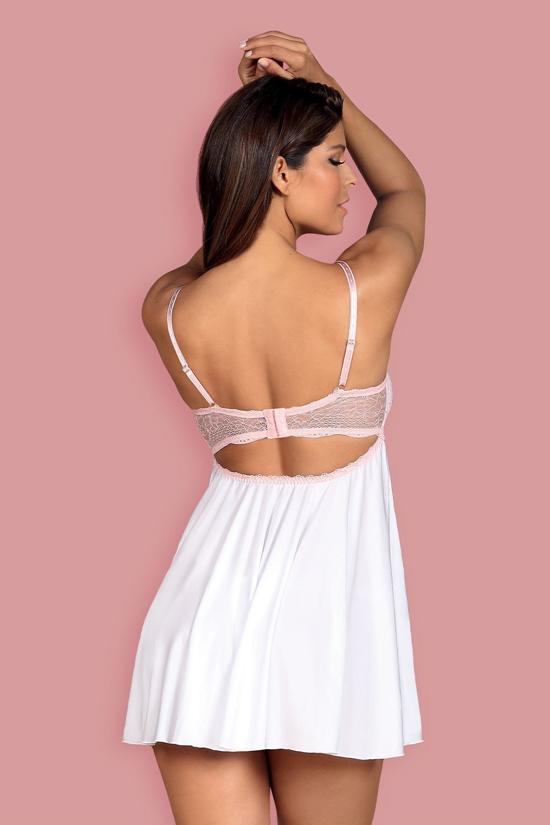 Babydoll Liane weiß-rosa