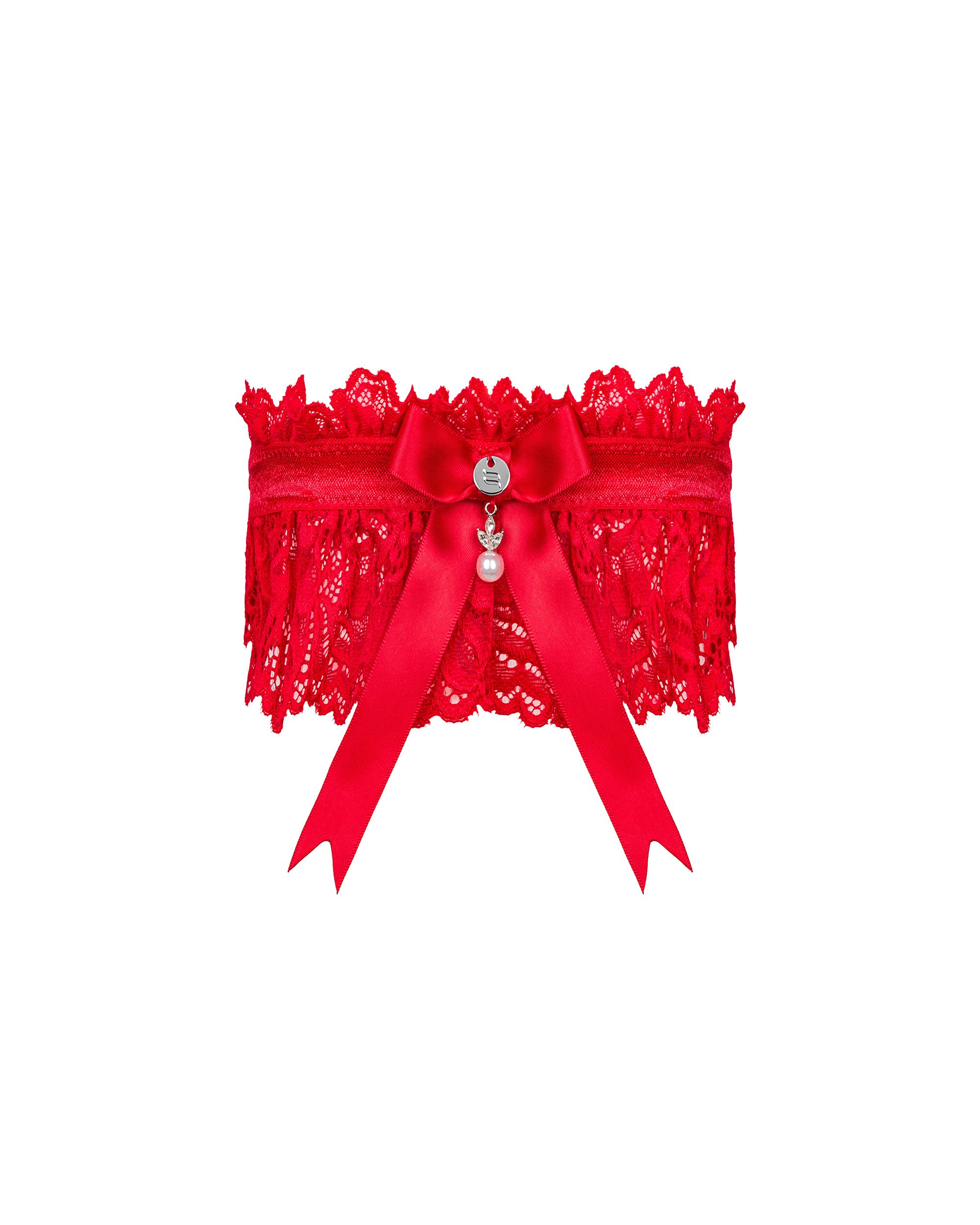 Strumpfband mit Perlenschmuck