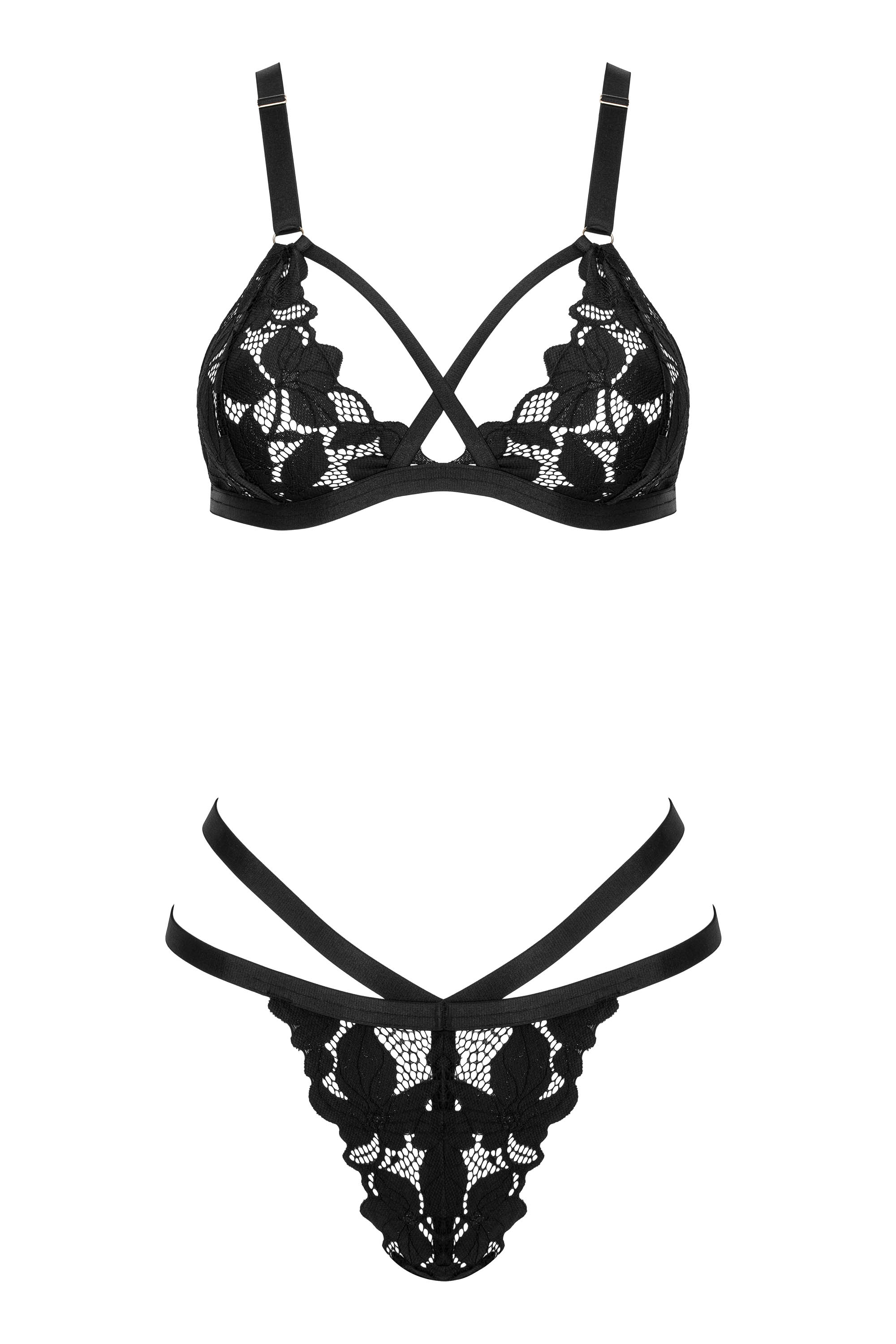 Dessous-Set in schwarz mit Spitze