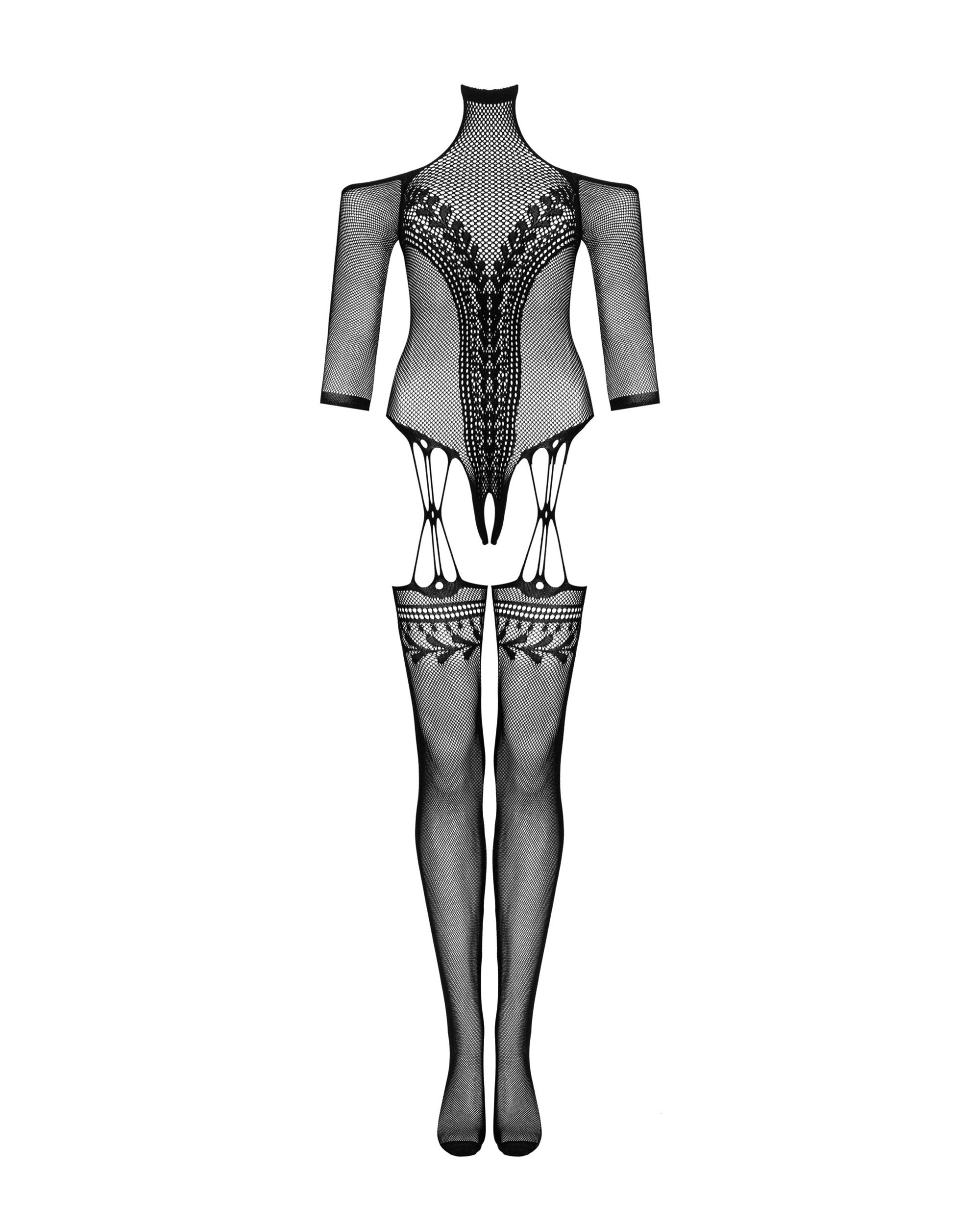 Ouvert-Bodystocking mit Ärmeln
