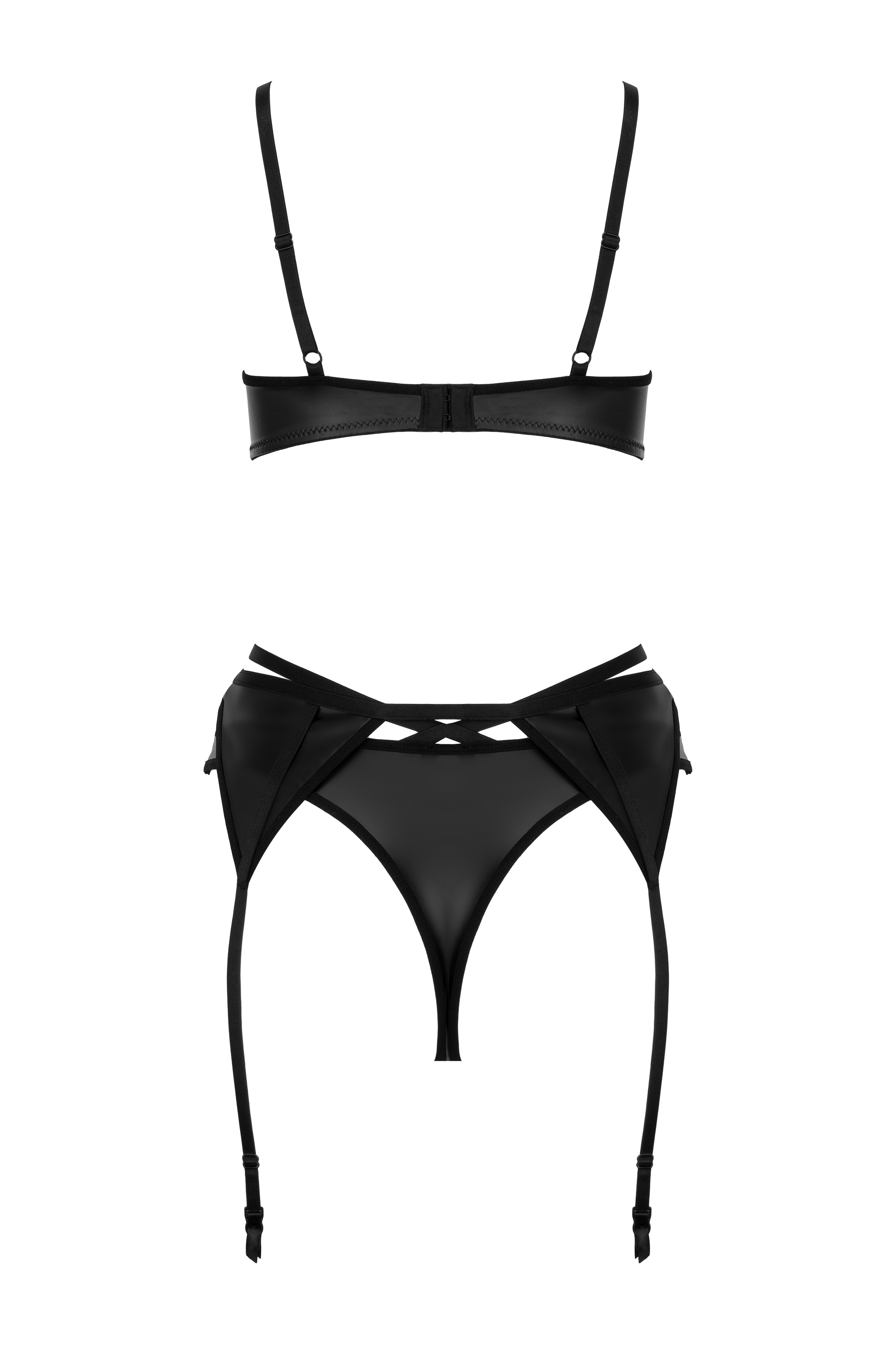 Wetlook-Set Blackelia mit Strapse