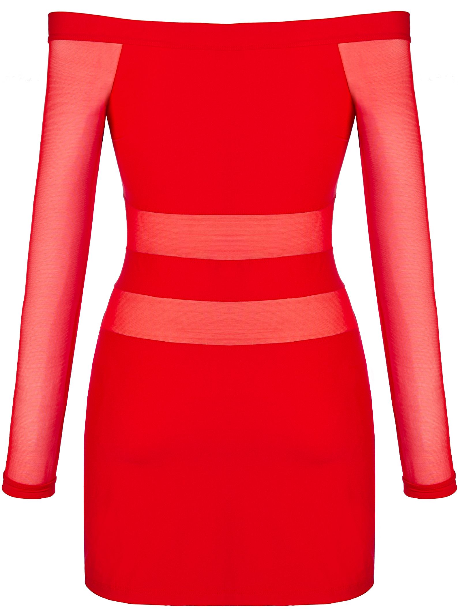 Langarm-Tüllkleid in rot