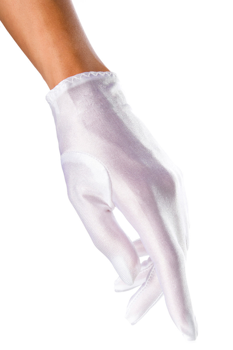 Kurze Satin-Handschuhe in weiß