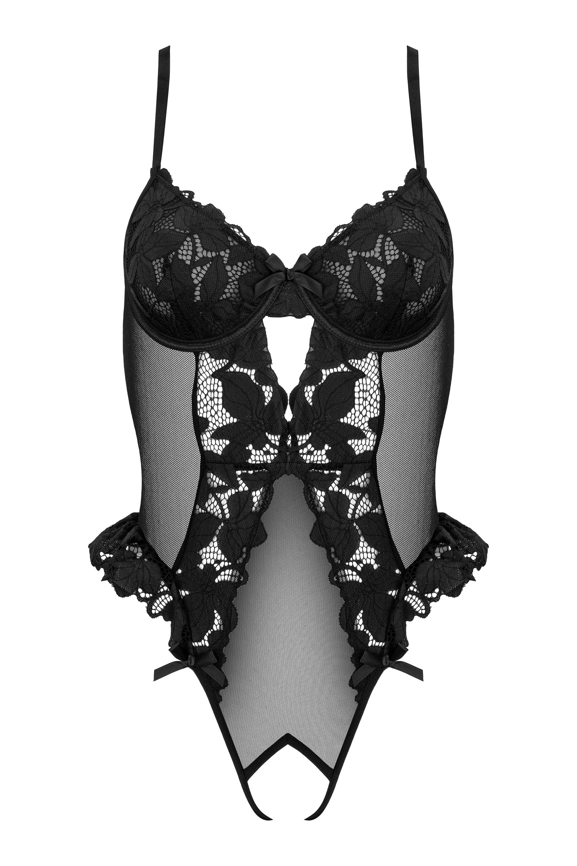 Ouvert-Body mit Blüten-Muster