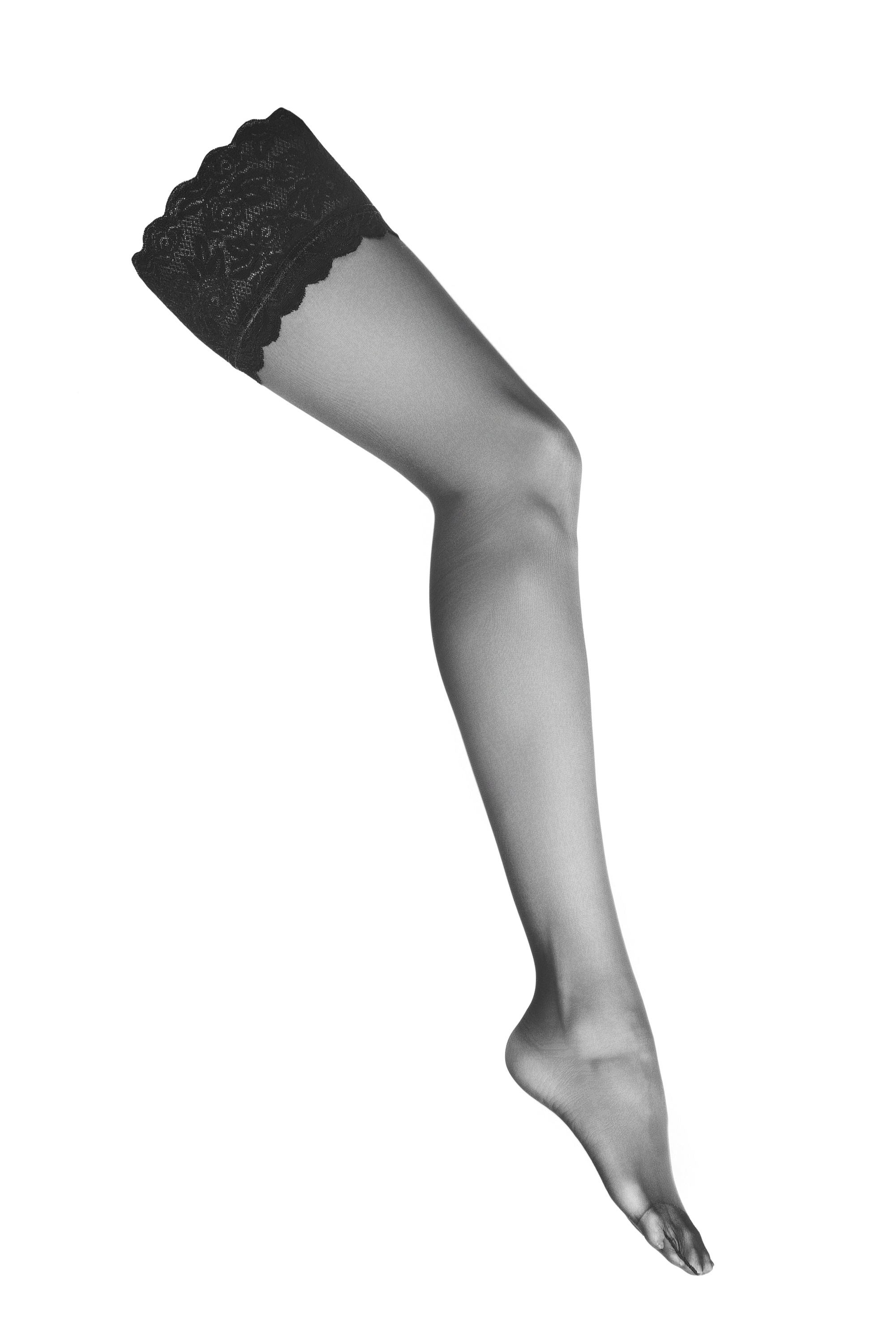 Nylonstrümpfe mit Spitze in schwarz