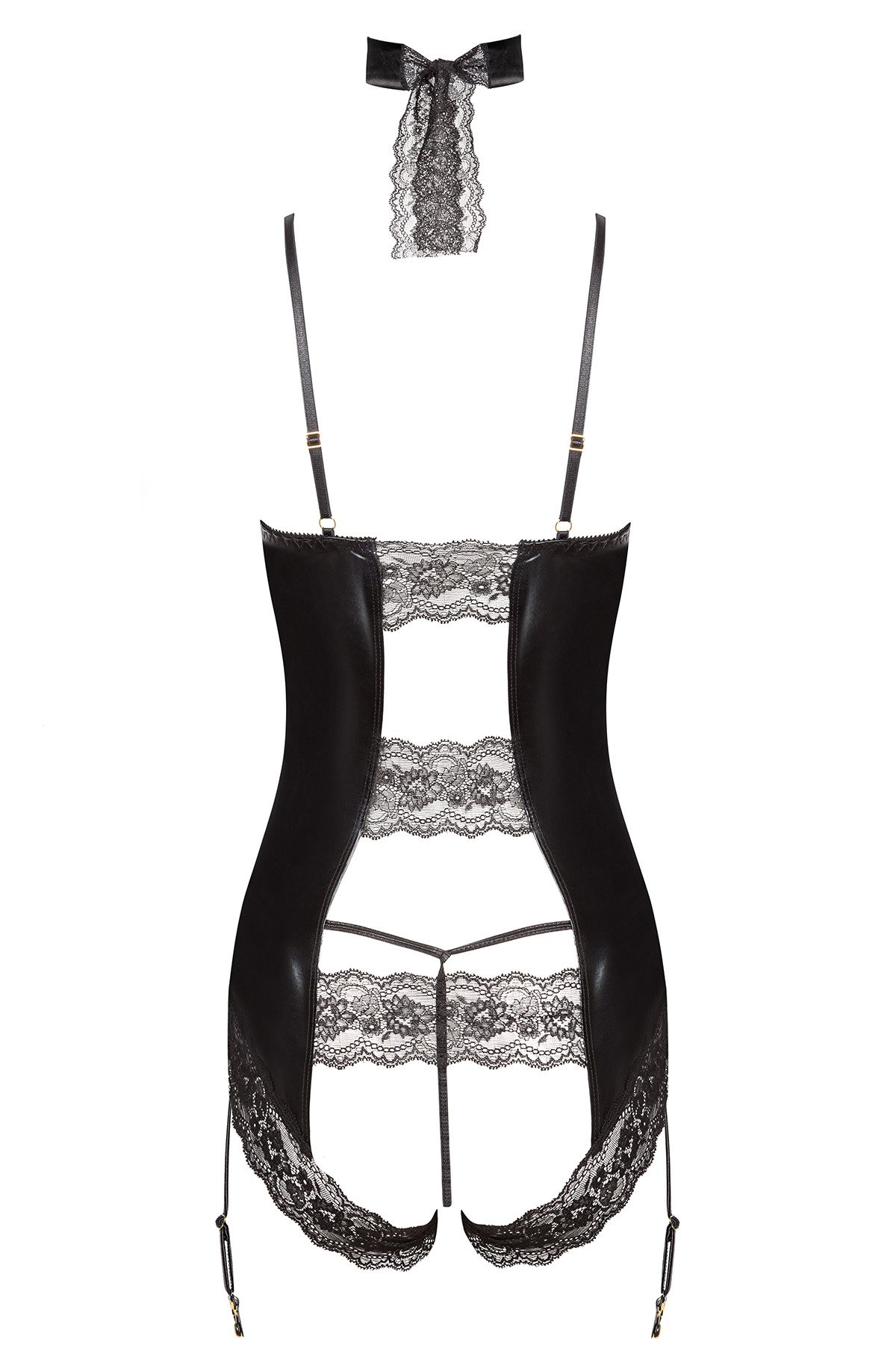 Straps-Set Shaquila in Latex-Optik mit Handfesseln