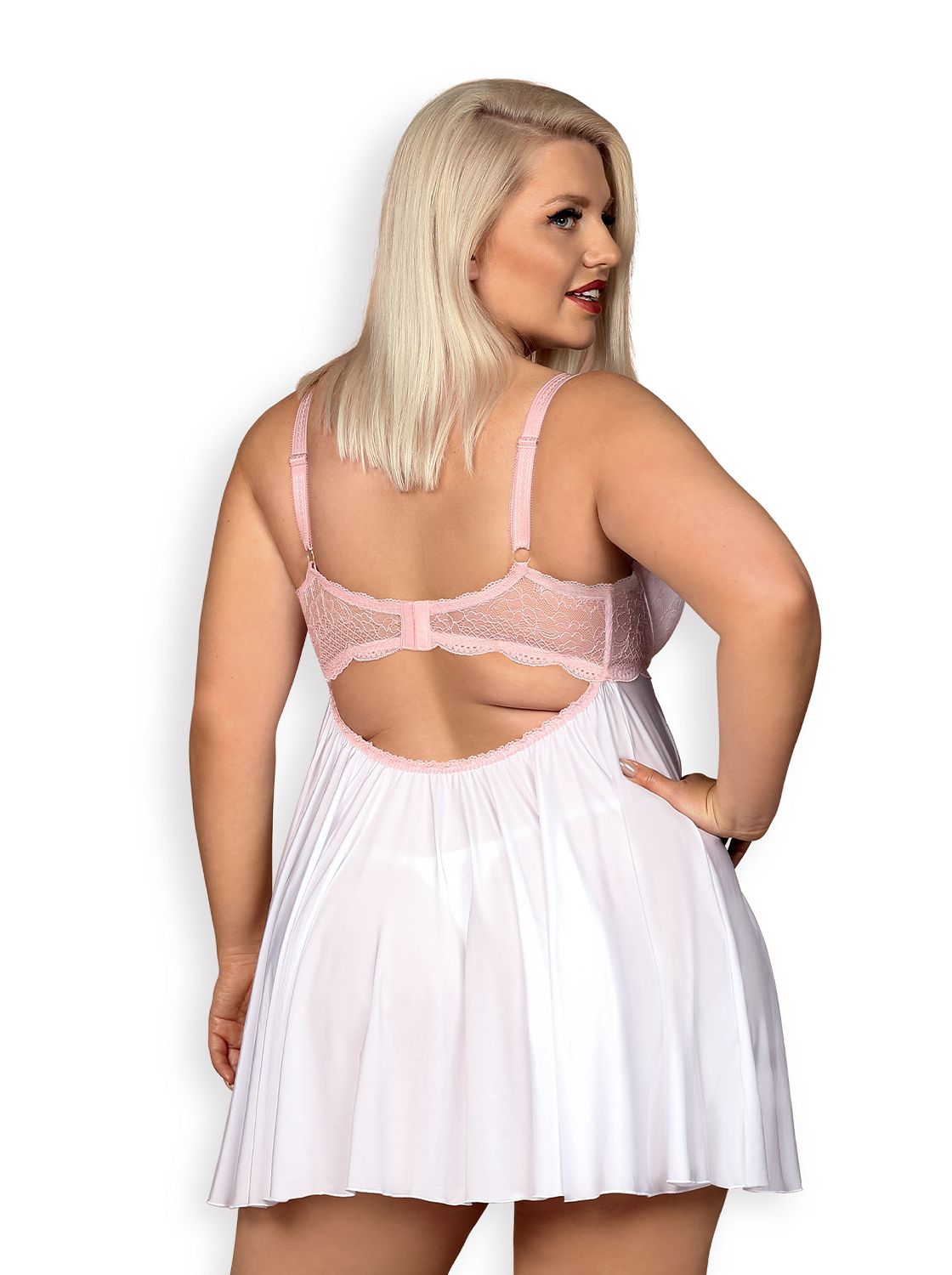 Babydoll Liane weiß-rosa