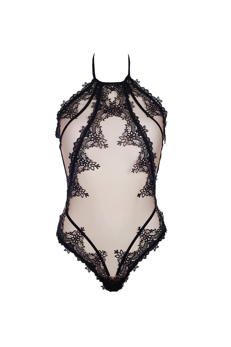 Hinten offener Body in schwarz-beige